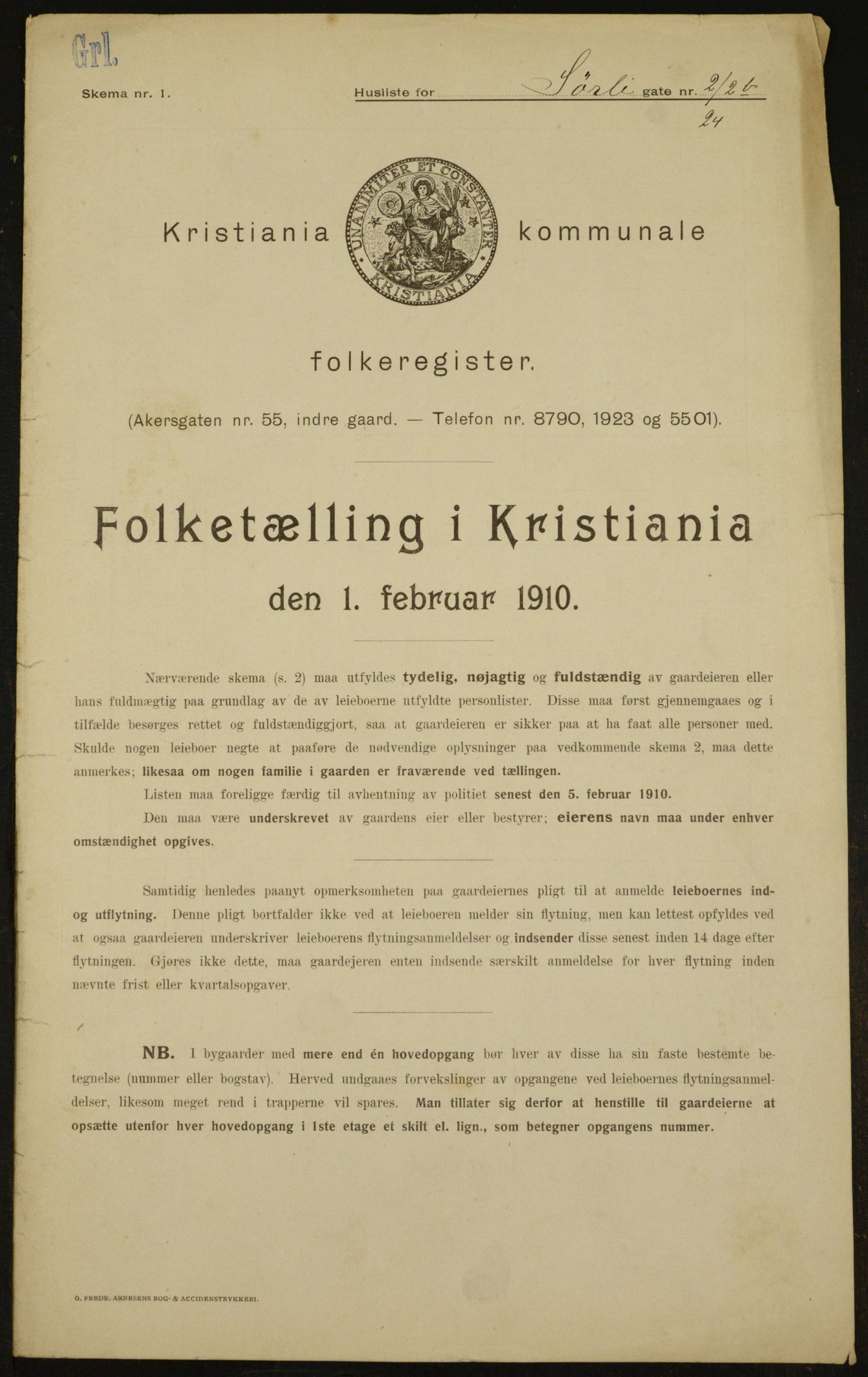 OBA, Municipal Census 1910 for Kristiania, 1910, p. 101057