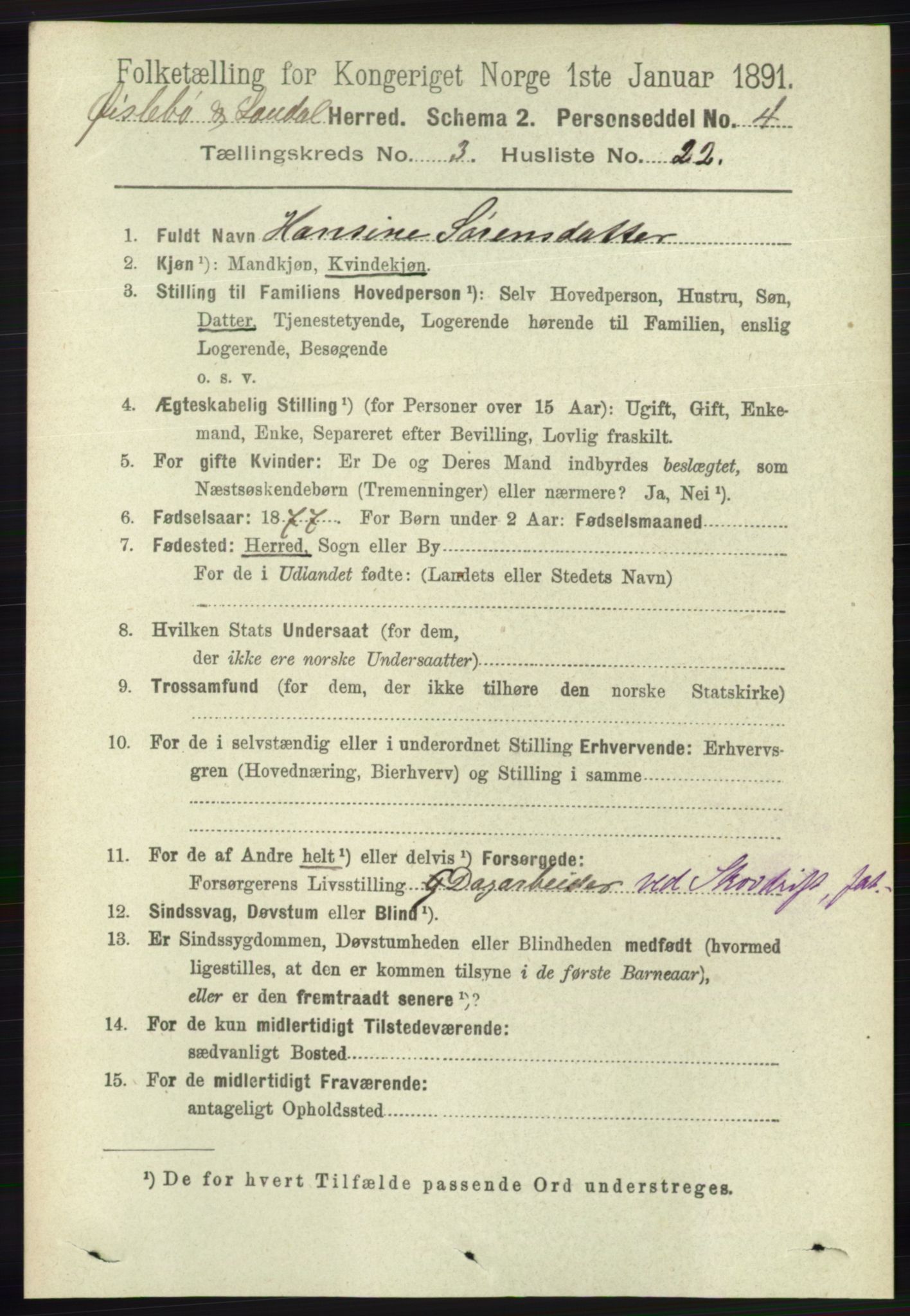 RA, 1891 census for 1021 Øyslebø og Laudal, 1891, p. 856