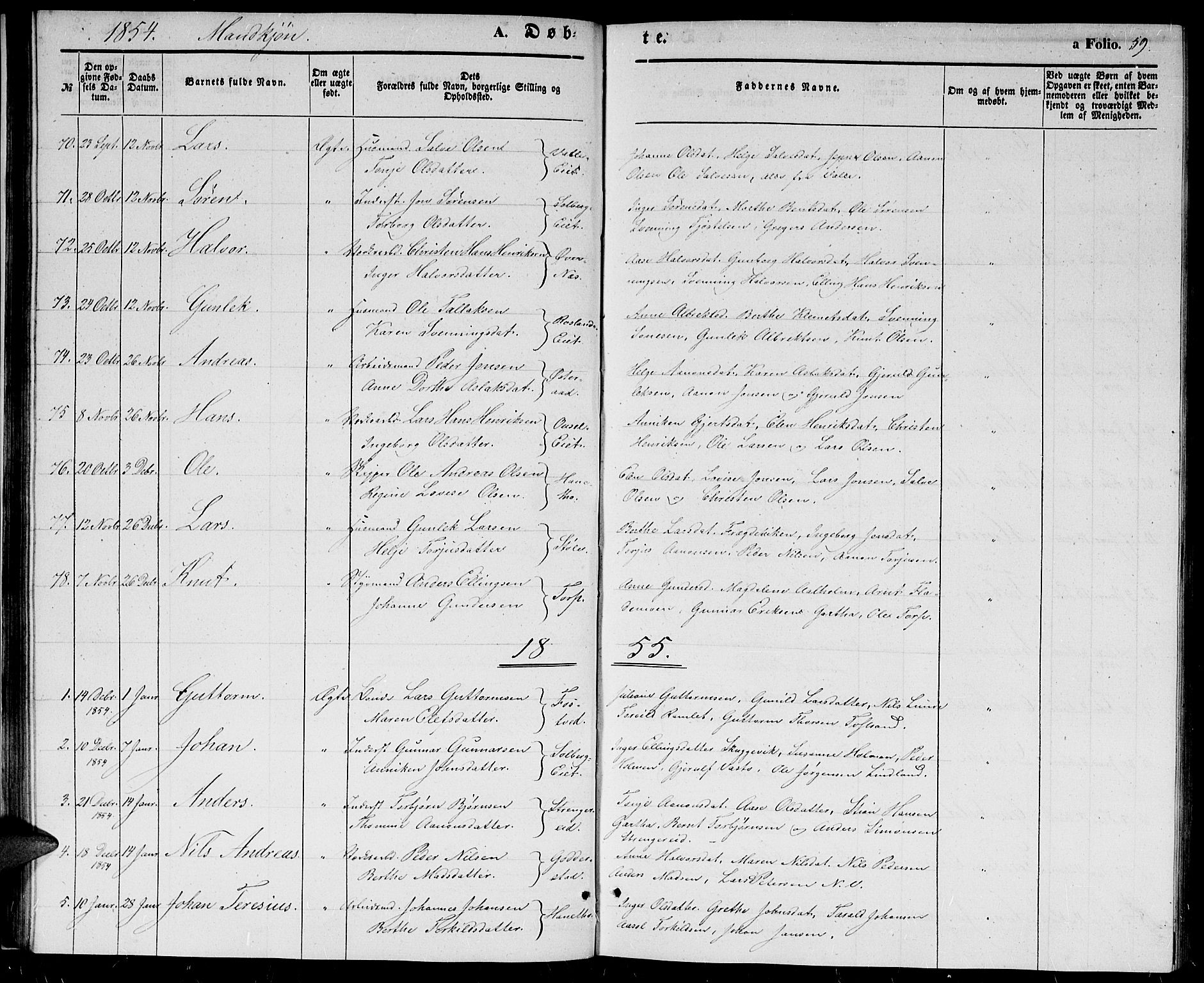 Holt sokneprestkontor, AV/SAK-1111-0021/F/Fb/L0007: Parish register (copy) no. B 7, 1849-1858, p. 59