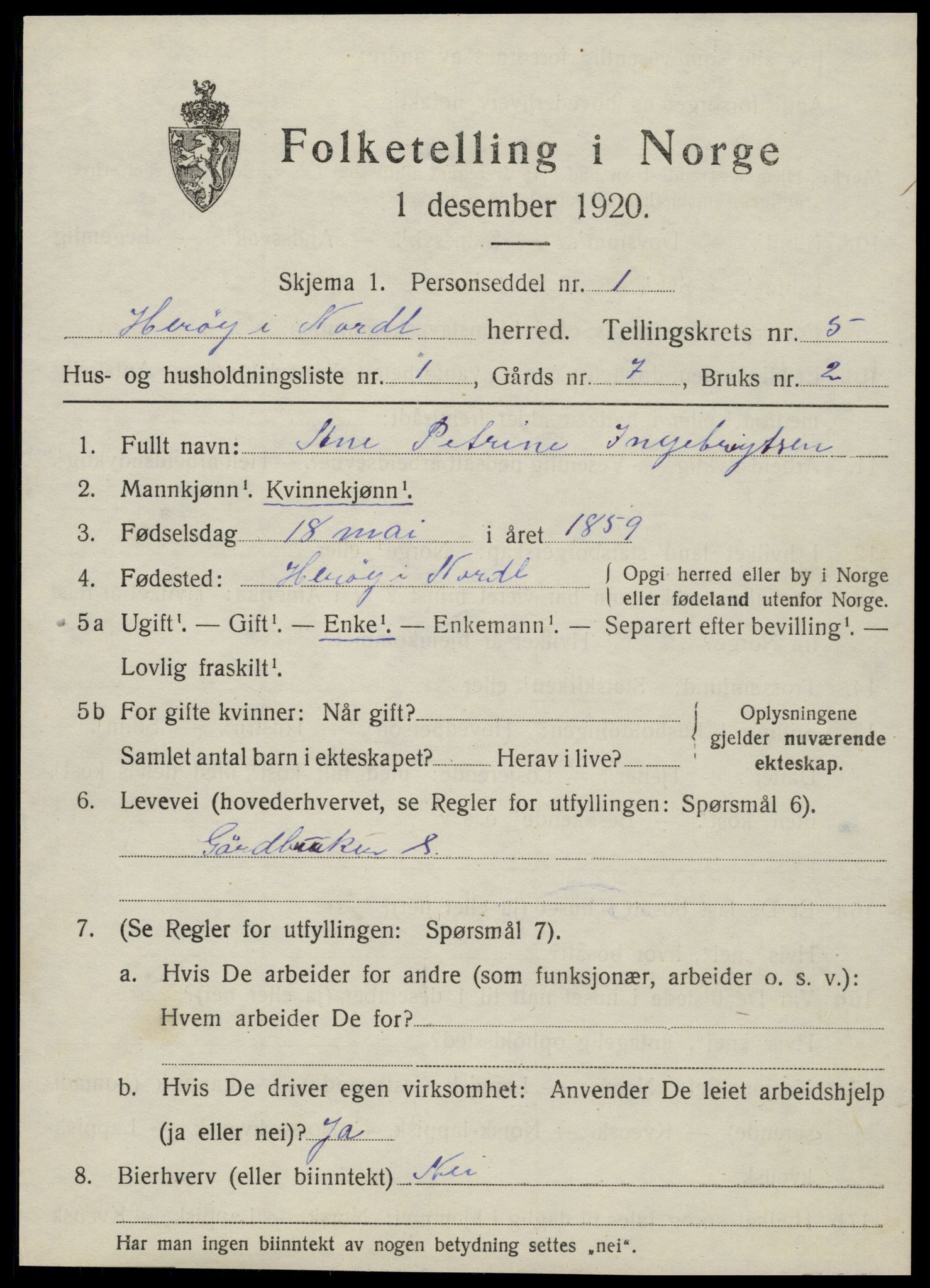 SAT, 1920 census for Herøy, 1920, p. 3434