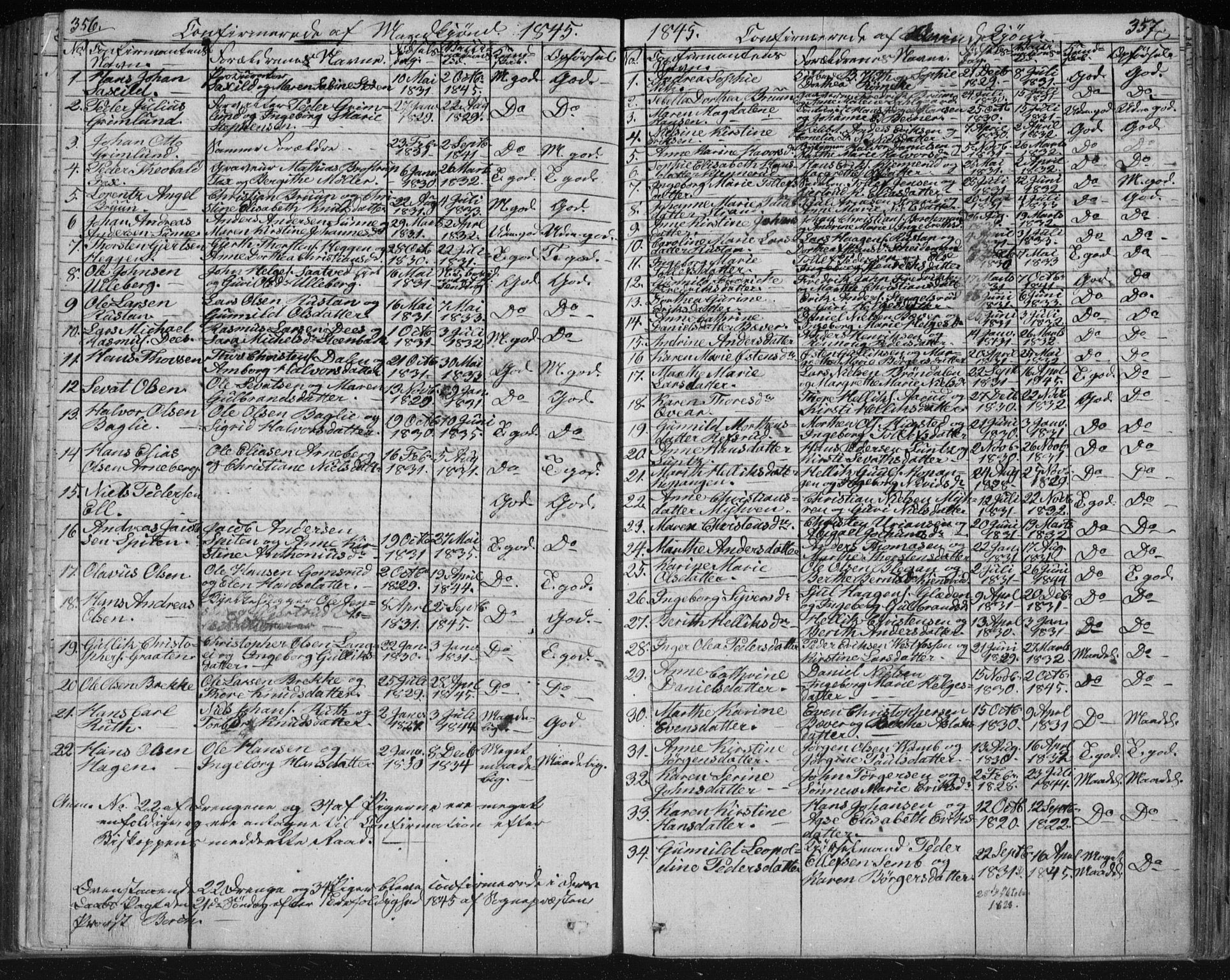 Kongsberg kirkebøker, AV/SAKO-A-22/F/Fa/L0009: Parish register (official) no. I 9, 1839-1858, p. 356-357