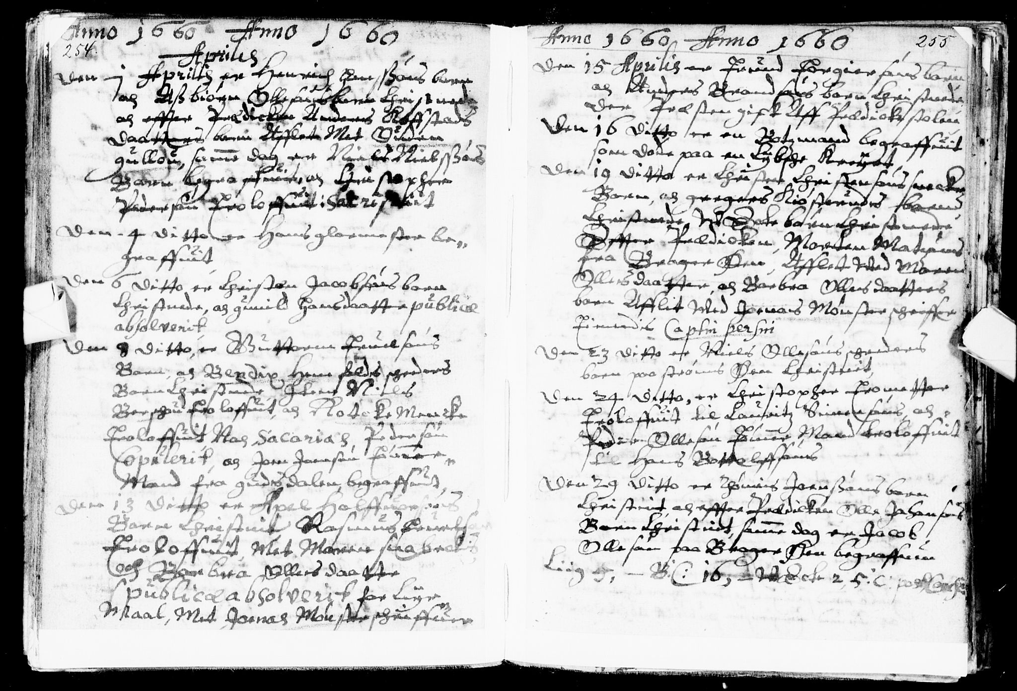 Bragernes kirkebøker, AV/SAKO-A-6/F/Fa/L0001: Parish register (official) no. I 1, 1634-1662, p. 254-255