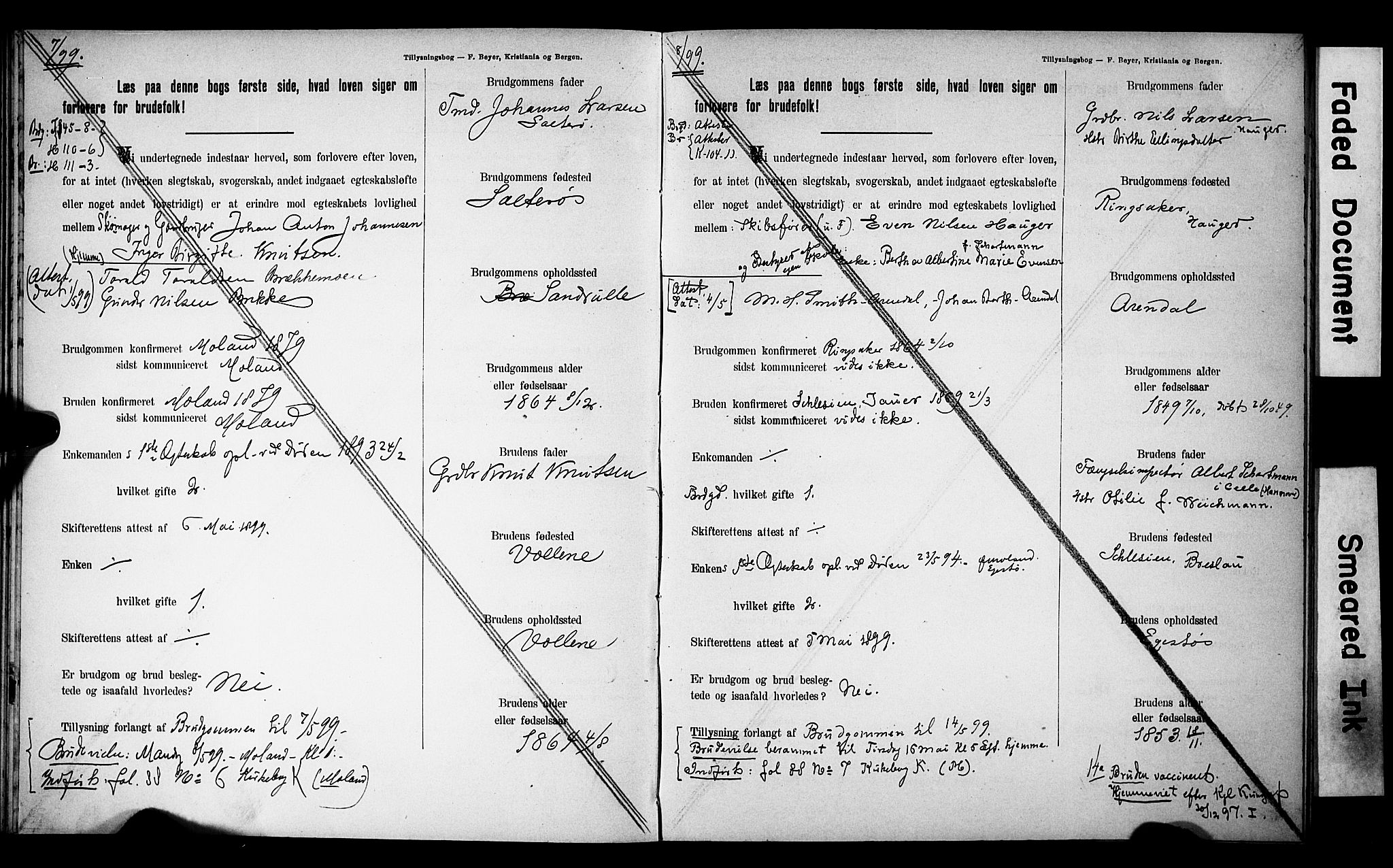 Austre Moland sokneprestkontor, AV/SAK-1111-0001/F/Fe/L0001: Banns register no. A VI 10, 1895-1902