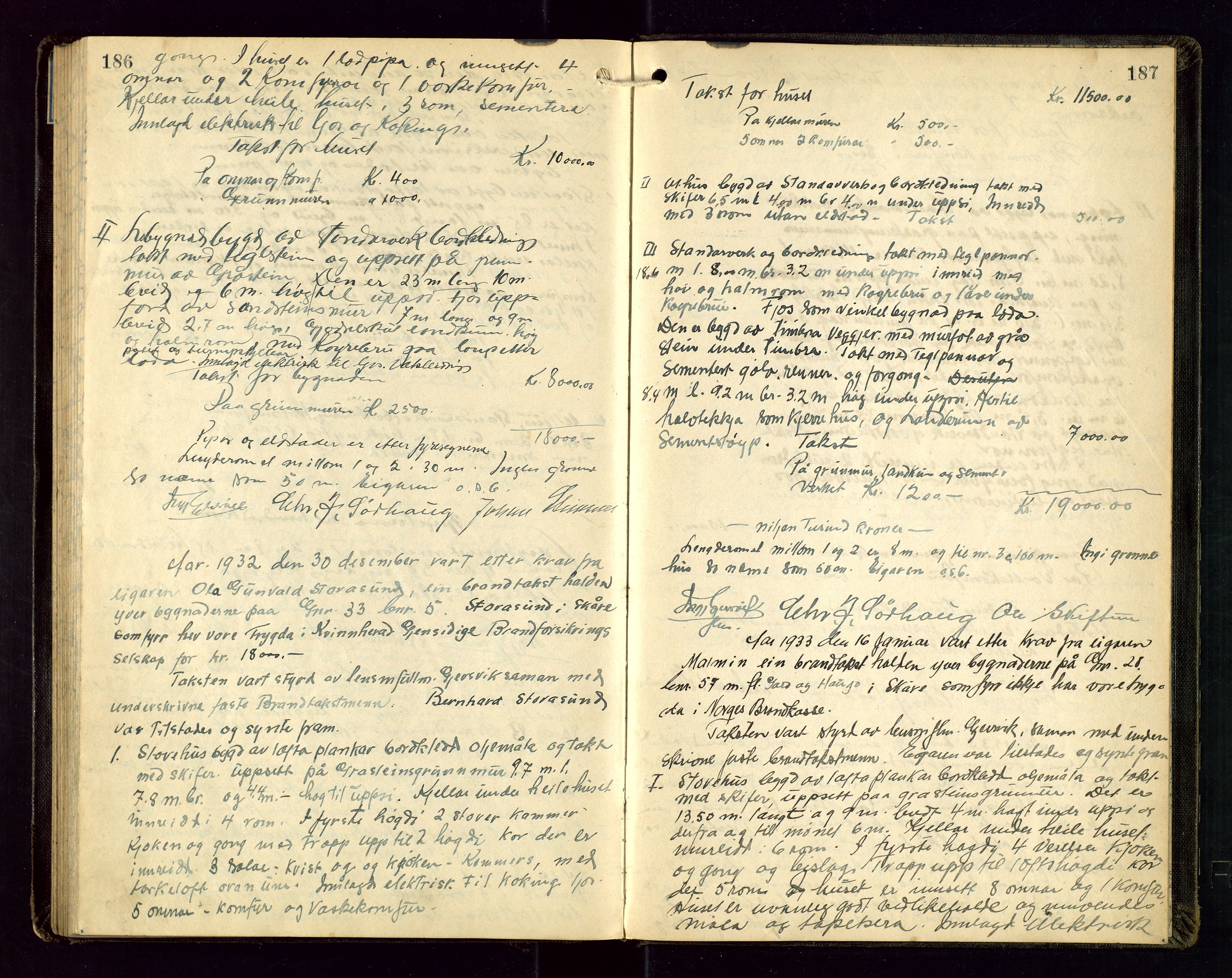 Torvestad lensmannskontor, SAST/A-100307/1/Goa/L0004: "Brandtakstsprotokoll for lensmannen i Torvastad", 1925-1934, p. 186-187