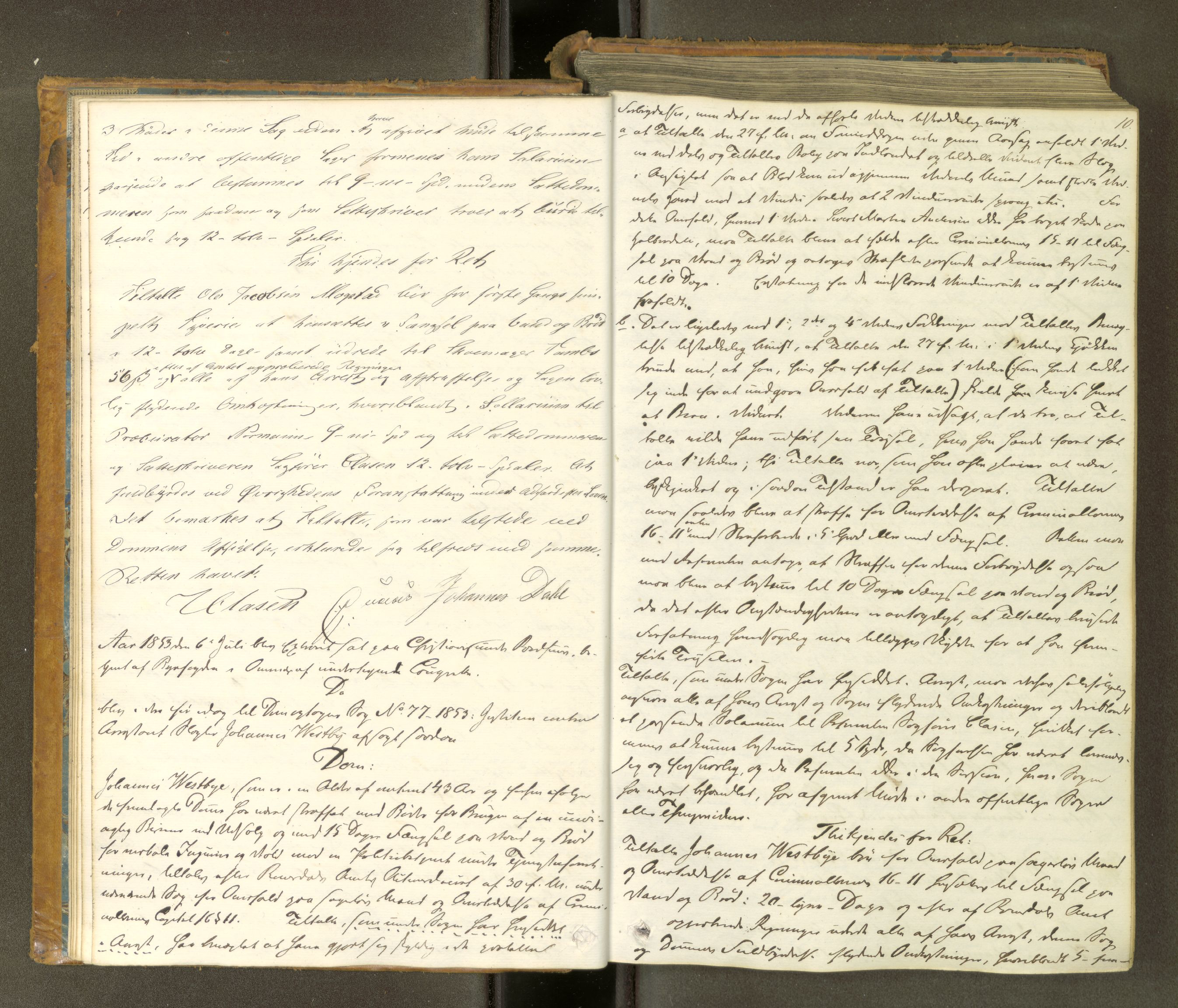 Kristiansund byfogd, AV/SAT-A-4587/A/04/L0001: Domprotokoll. Aut. 14.02.1853, 1853-1857, p. 9b-10a