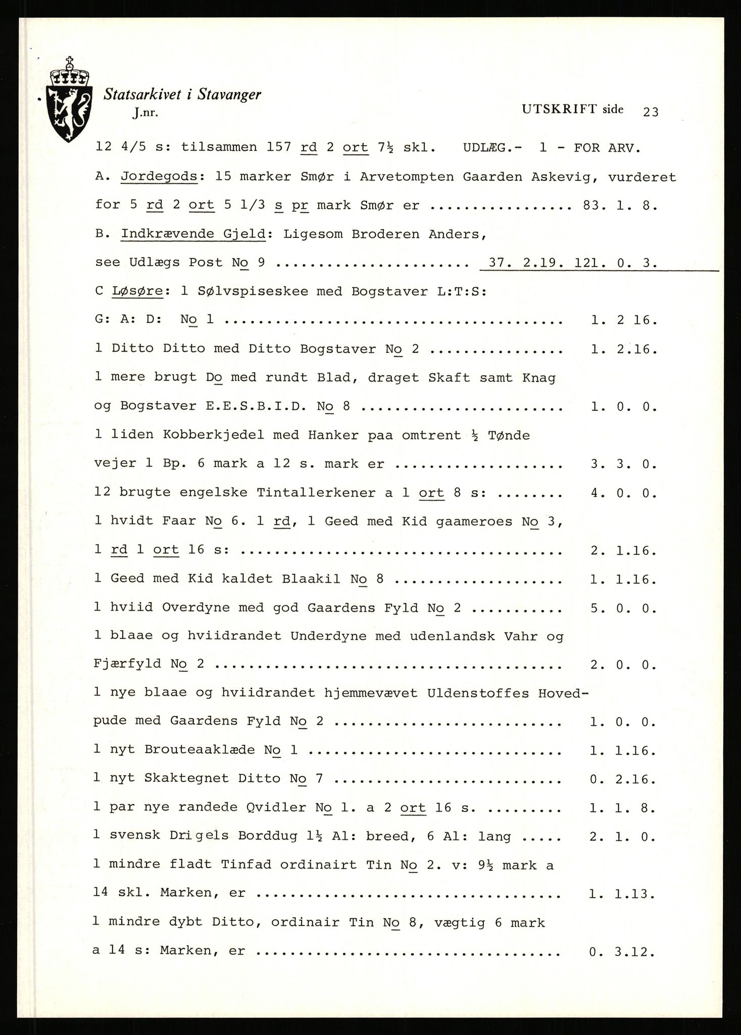 Statsarkivet i Stavanger, AV/SAST-A-101971/03/Y/Yj/L0003: Avskrifter sortert etter gårdsnavn: Askje - Auglend, 1750-1930, p. 68