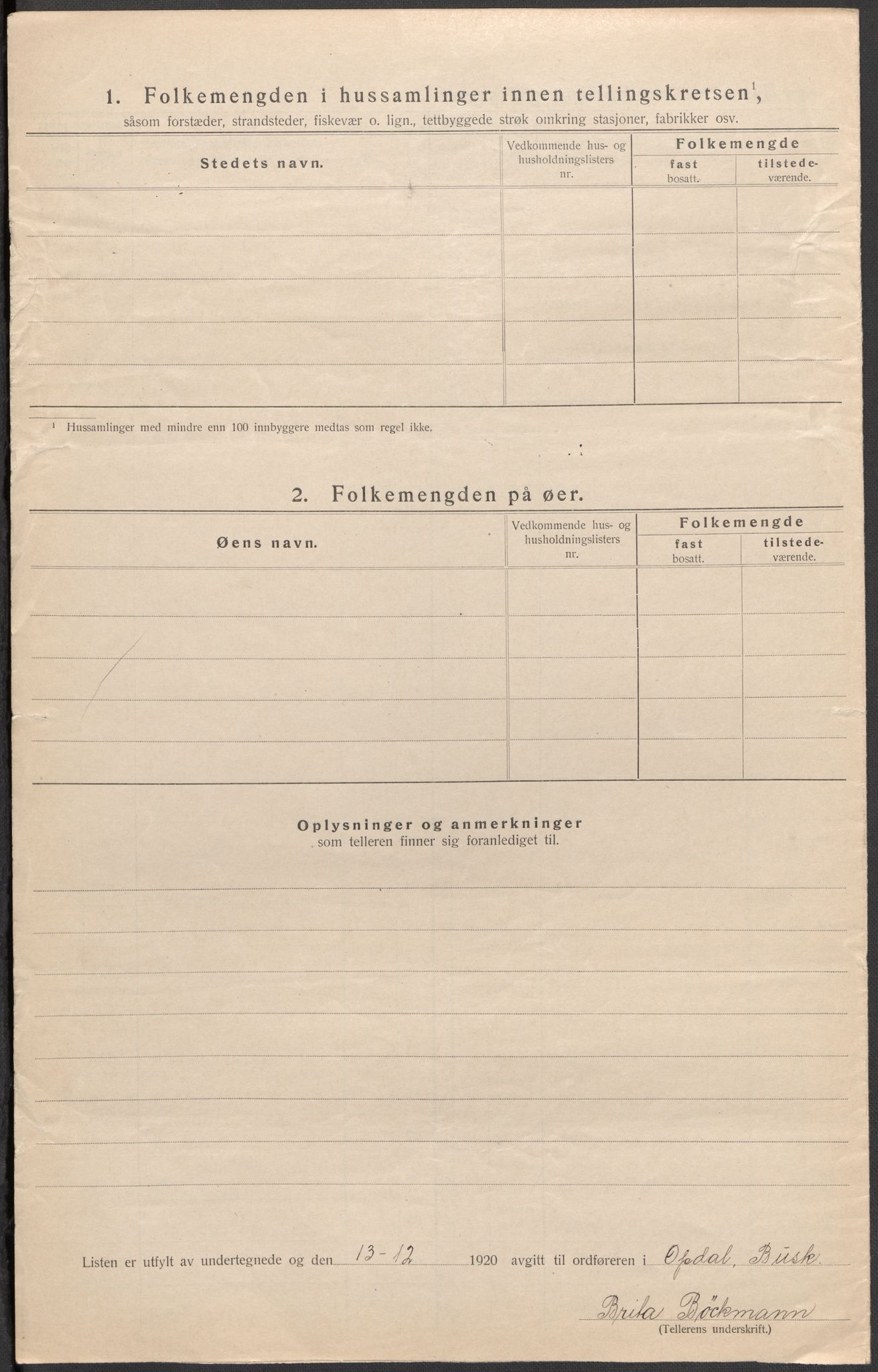 SAKO, 1920 census for Uvdal, 1920, p. 10