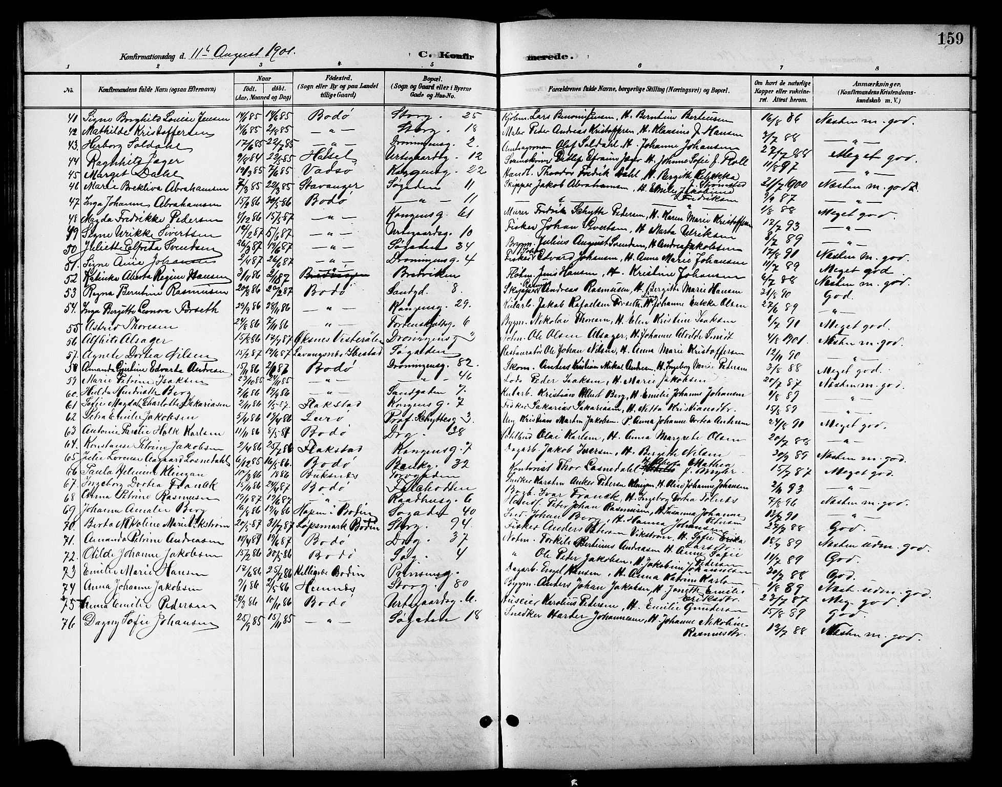 Ministerialprotokoller, klokkerbøker og fødselsregistre - Nordland, SAT/A-1459/801/L0033: Parish register (copy) no. 801C08, 1898-1910, p. 159
