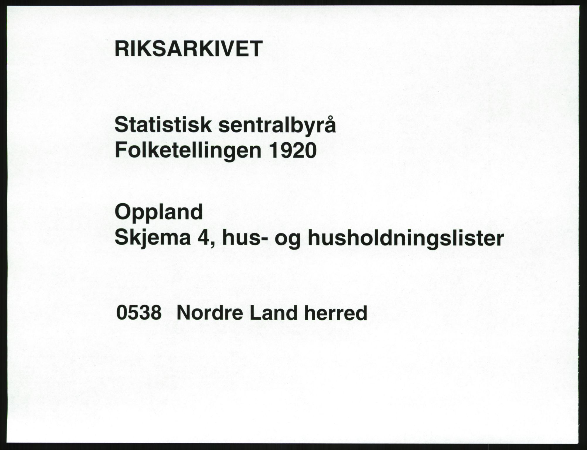 SAH, 1920 census for Nordre Land, 1920, p. 50