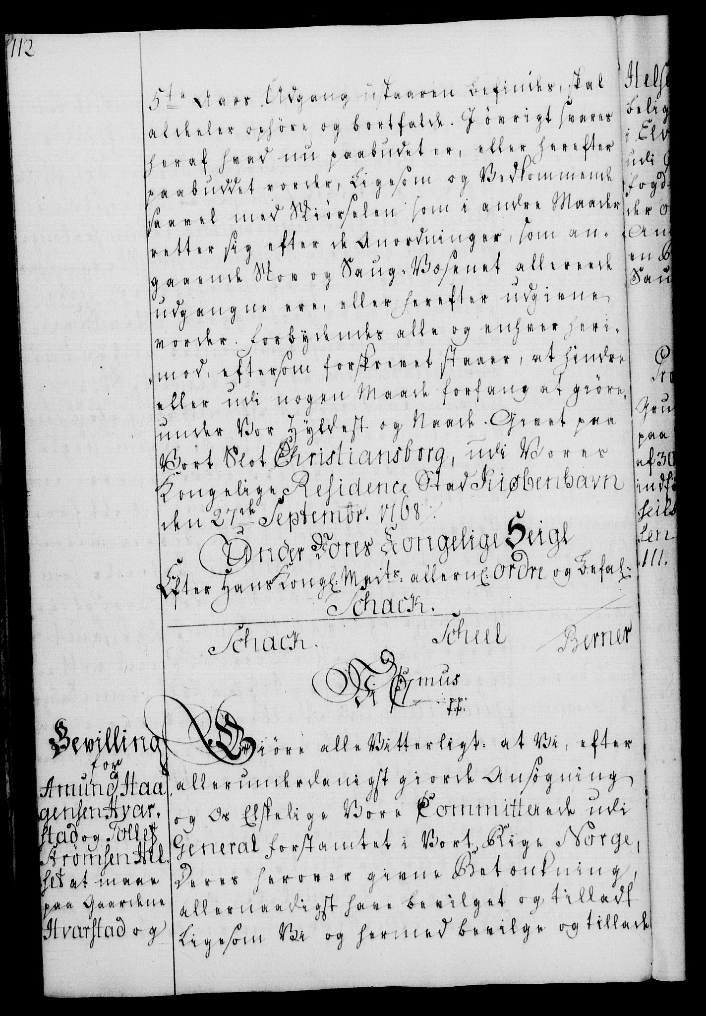 Rentekammeret, Kammerkanselliet, RA/EA-3111/G/Gg/Gga/L0008: Norsk ekspedisjonsprotokoll med register (merket RK 53.8), 1768-1771, p. 112