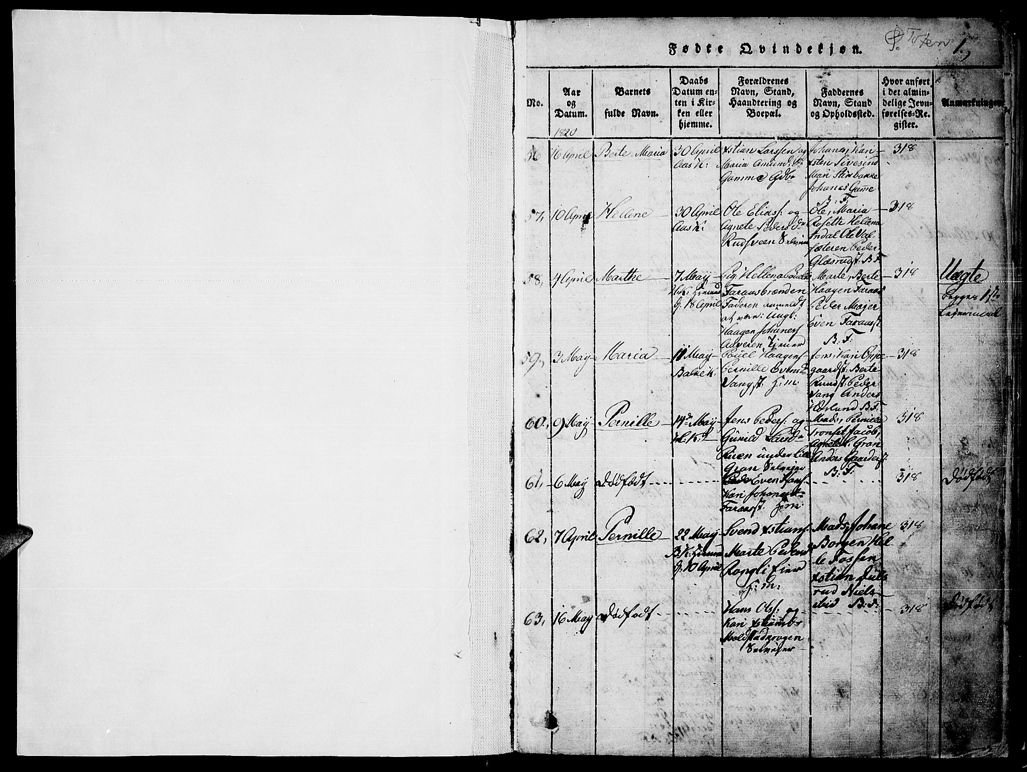 Toten prestekontor, SAH/PREST-102/H/Ha/Haa/L0010: Parish register (official) no. 10, 1820-1828, p. 1