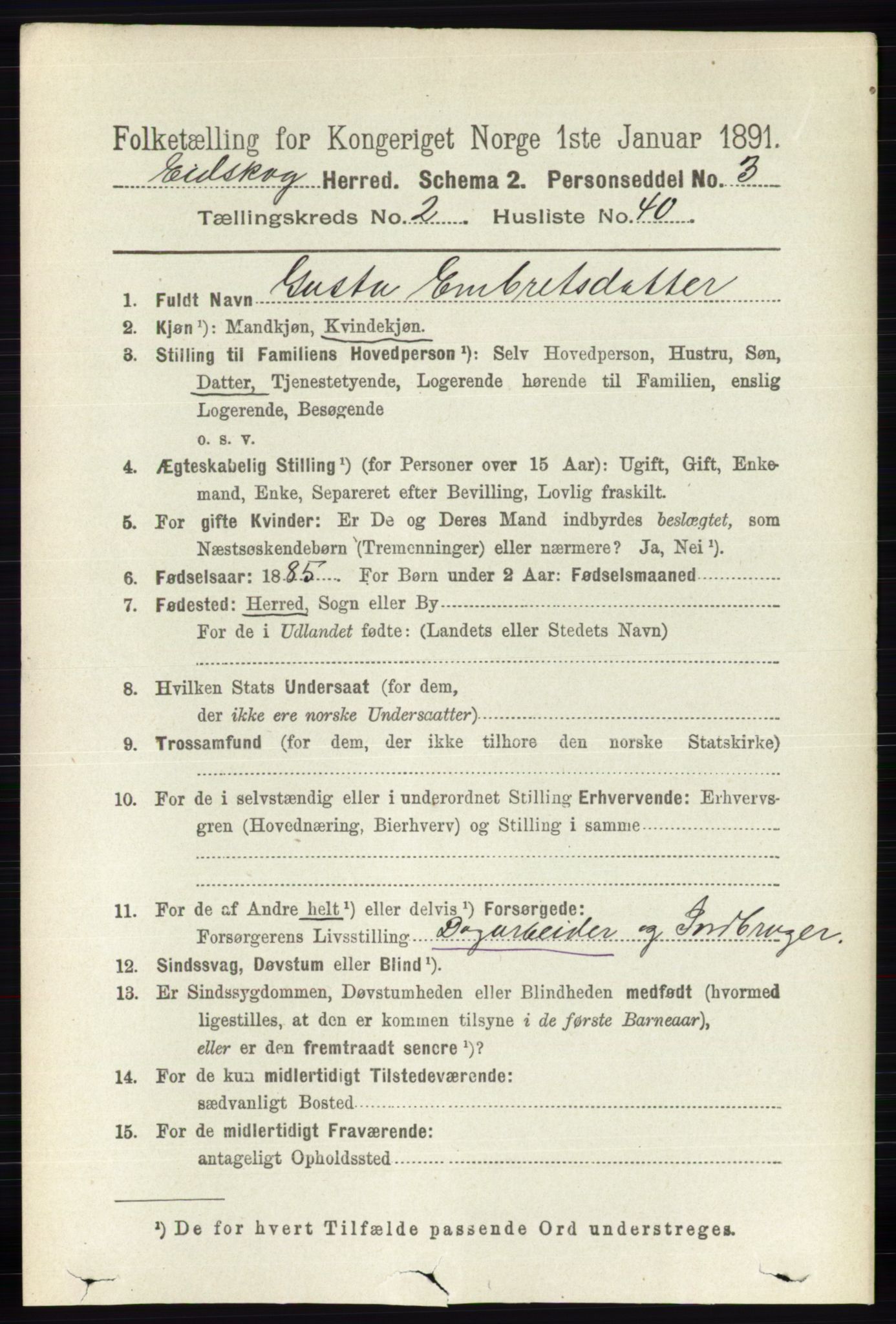 RA, 1891 census for 0420 Eidskog, 1891, p. 765