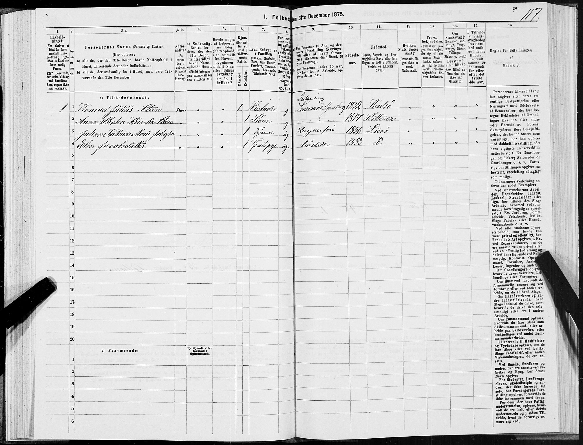 SAT, 1875 census for 1834P Lurøy, 1875, p. 2117