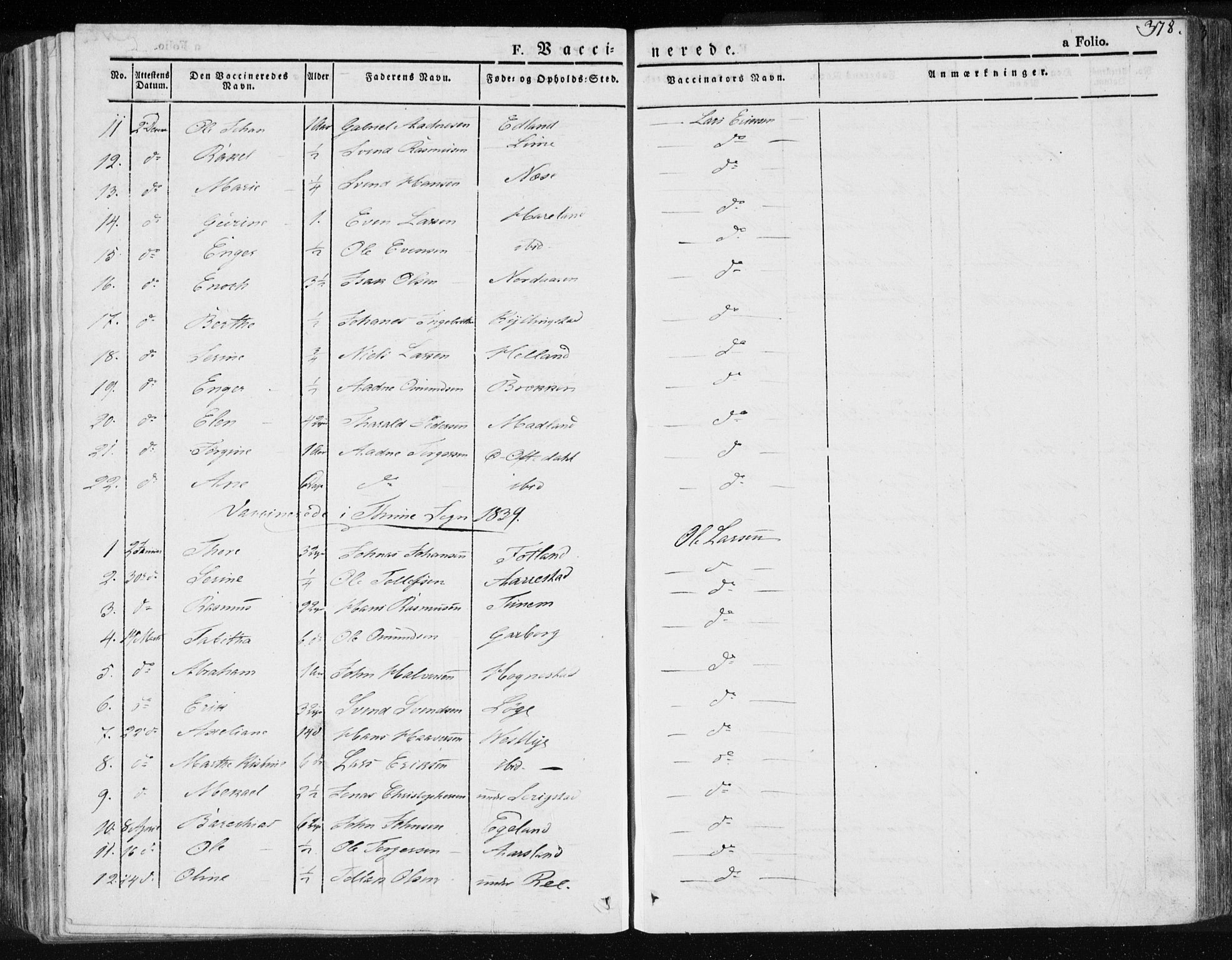 Lye sokneprestkontor, AV/SAST-A-101794/001/30BA/L0004: Parish register (official) no. A 4, 1826-1841, p. 378