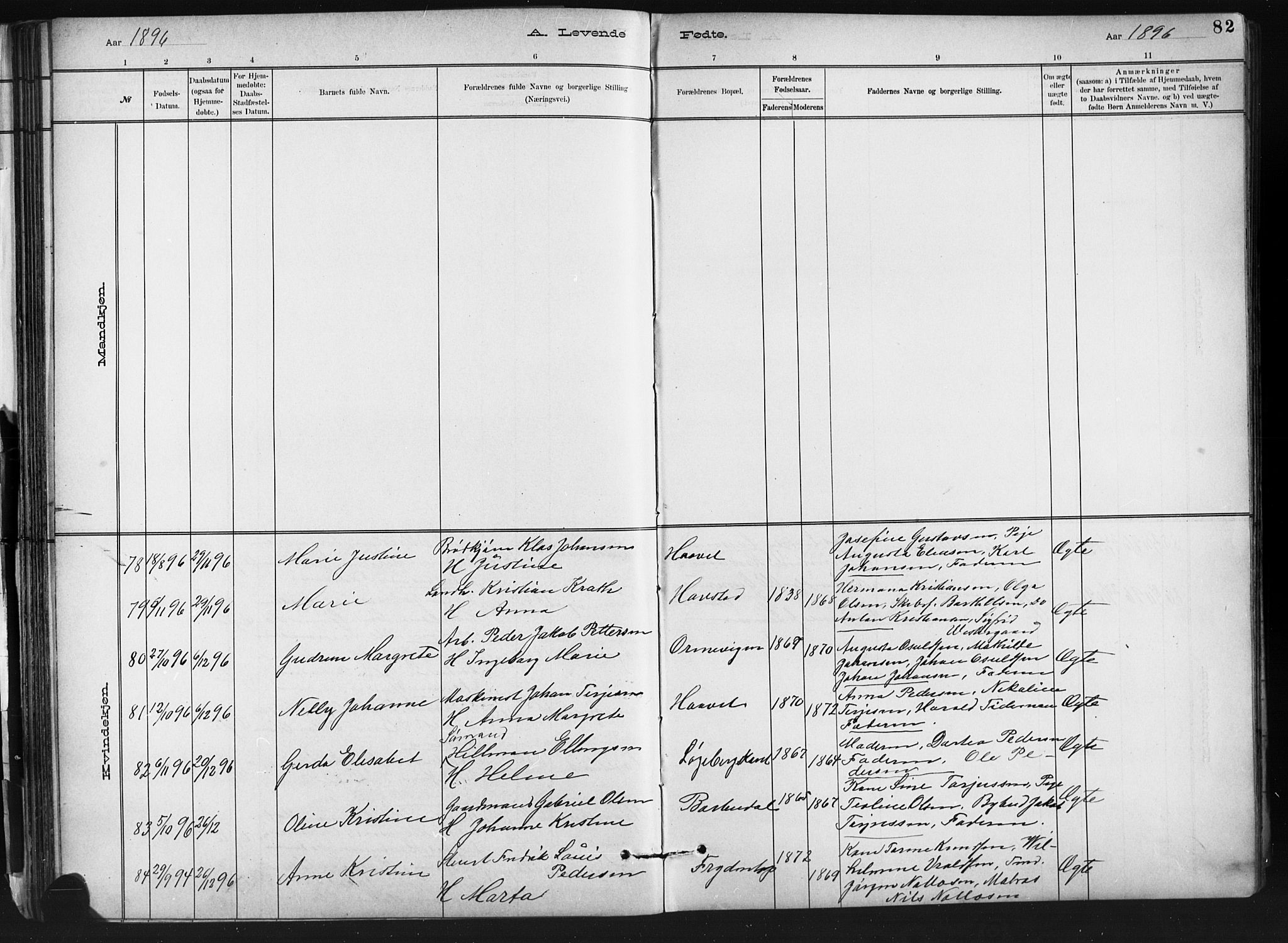 Barbu sokneprestkontor, AV/SAK-1111-0003/F/Fb/L0002: Parish register (copy) no. B 2, 1890-1922, p. 82