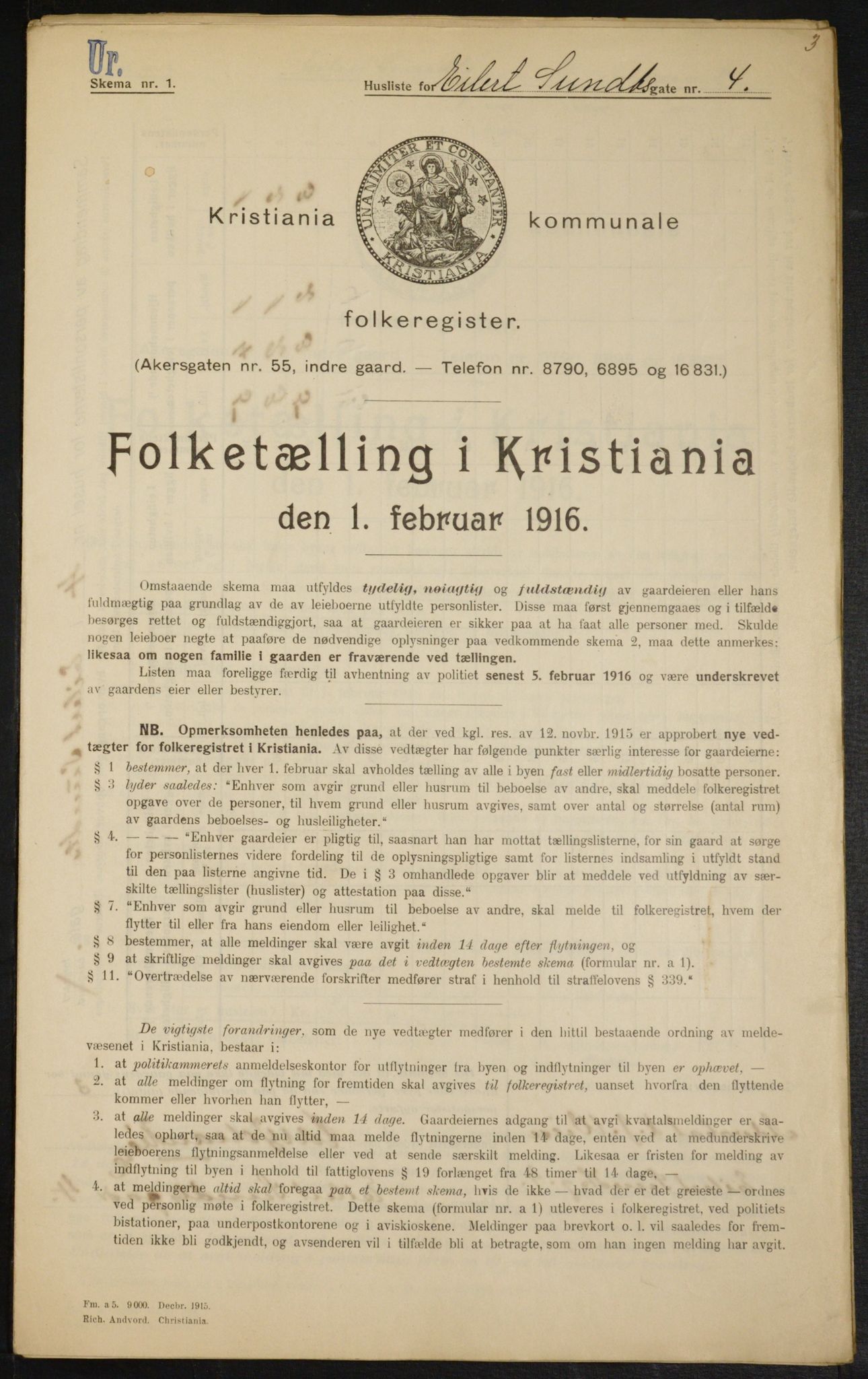 OBA, Municipal Census 1916 for Kristiania, 1916, p. 19191