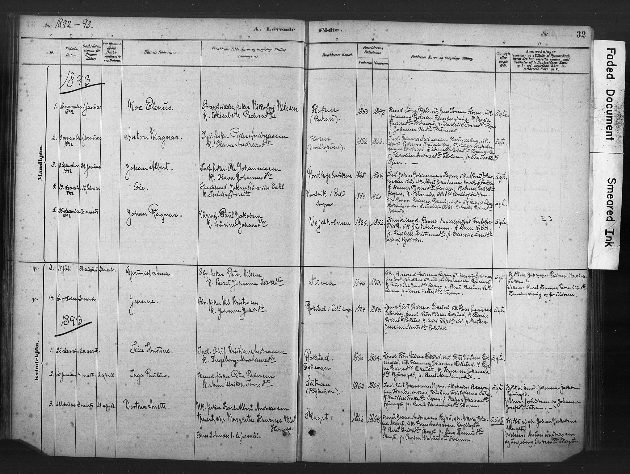 Ministerialprotokoller, klokkerbøker og fødselsregistre - Møre og Romsdal, AV/SAT-A-1454/583/L0954: Parish register (official) no. 583A01, 1880-1906, p. 32