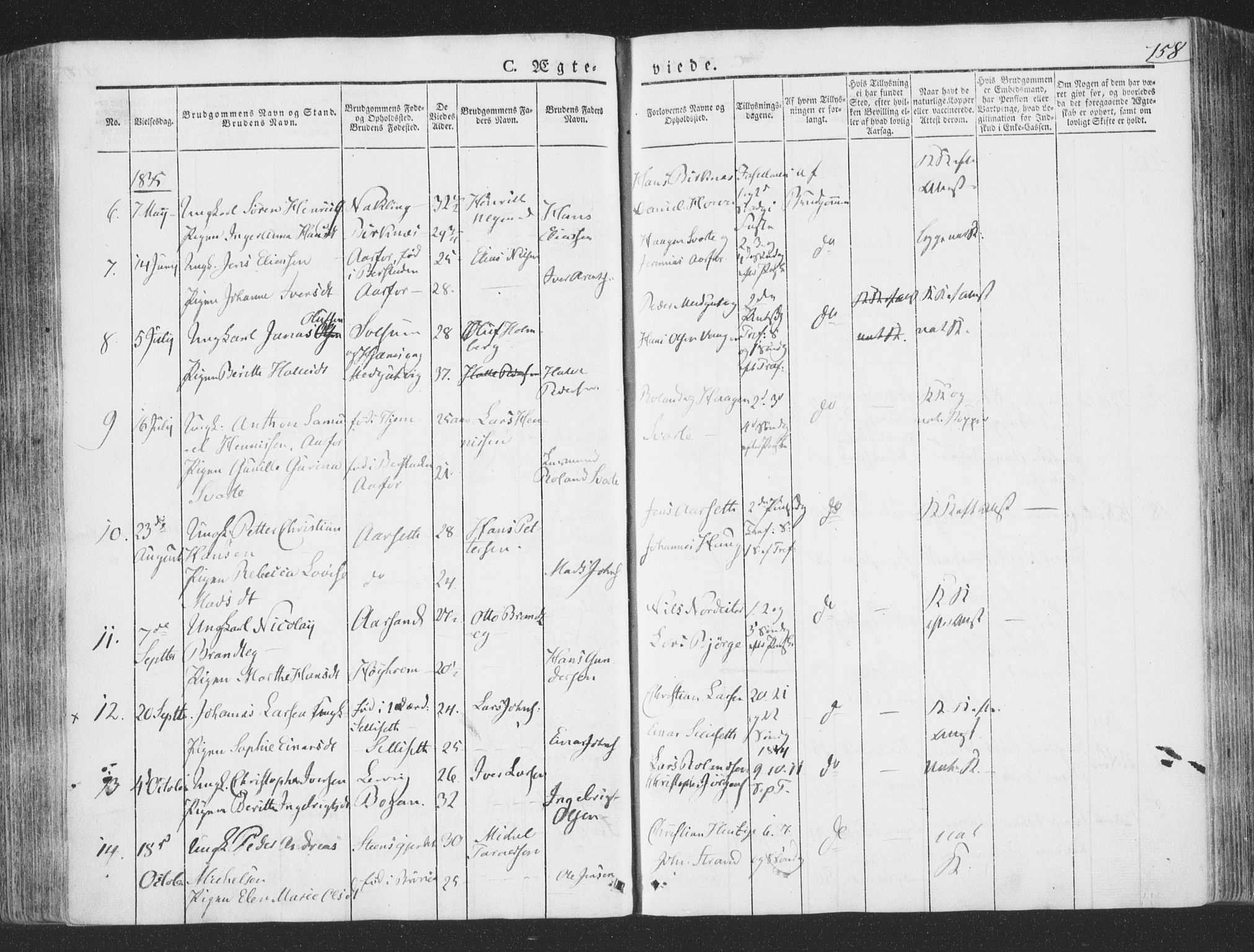 Ministerialprotokoller, klokkerbøker og fødselsregistre - Nord-Trøndelag, AV/SAT-A-1458/780/L0639: Parish register (official) no. 780A04, 1830-1844, p. 158