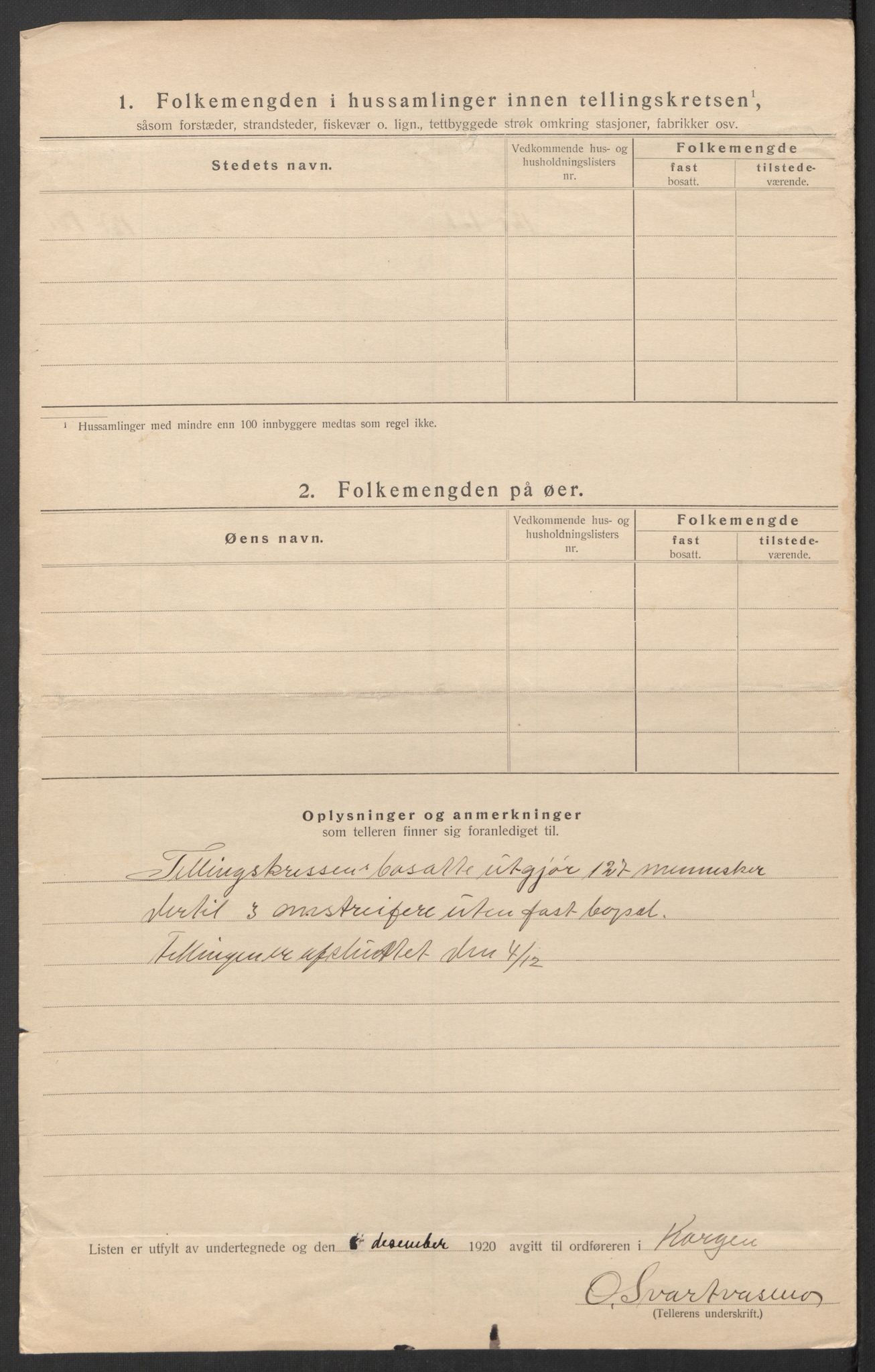 SAT, 1920 census for Korgen, 1920, p. 29