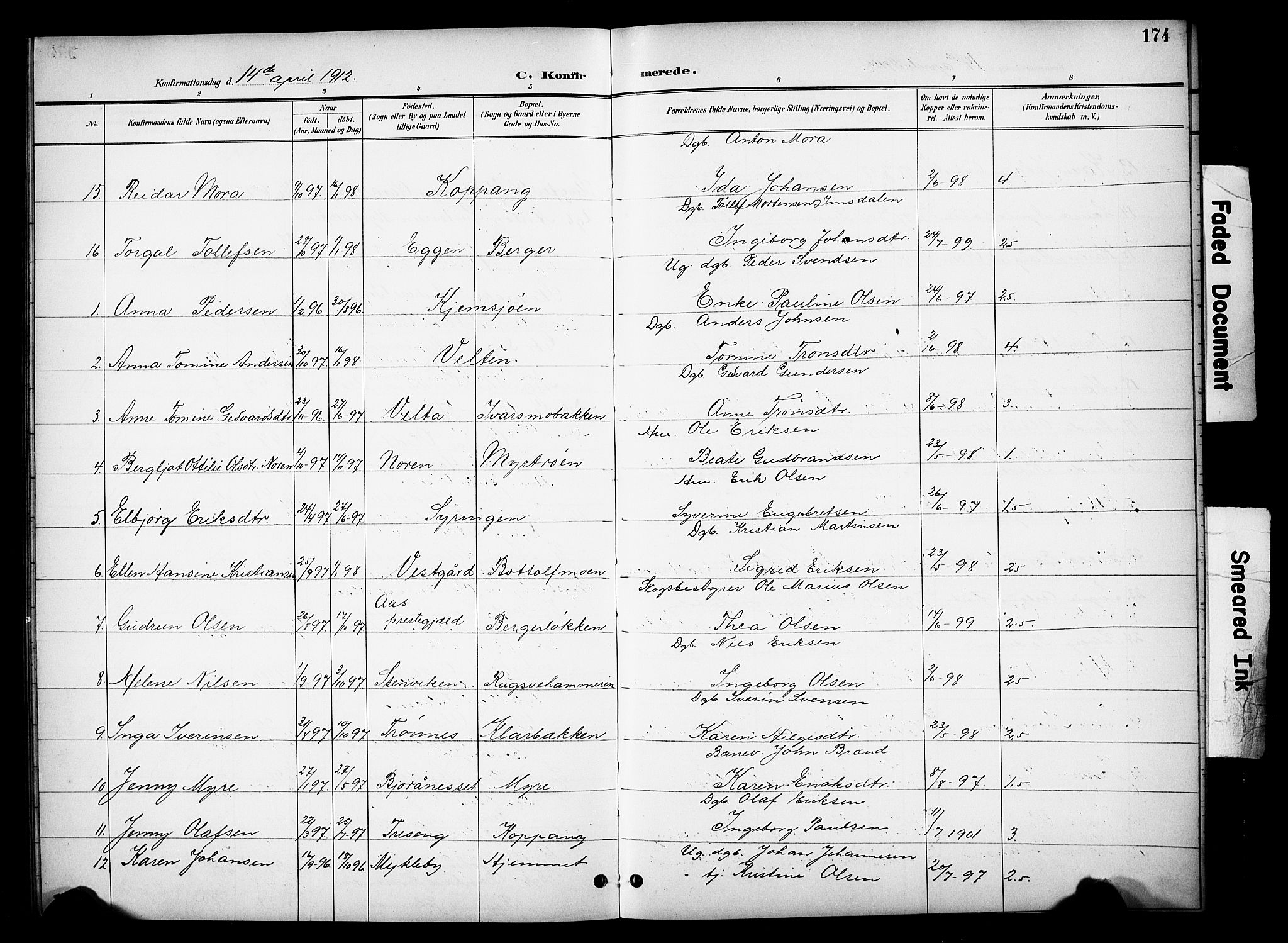 Stor-Elvdal prestekontor, SAH/PREST-052/H/Ha/Hab/L0003: Parish register (copy) no. 3, 1895-1917, p. 174