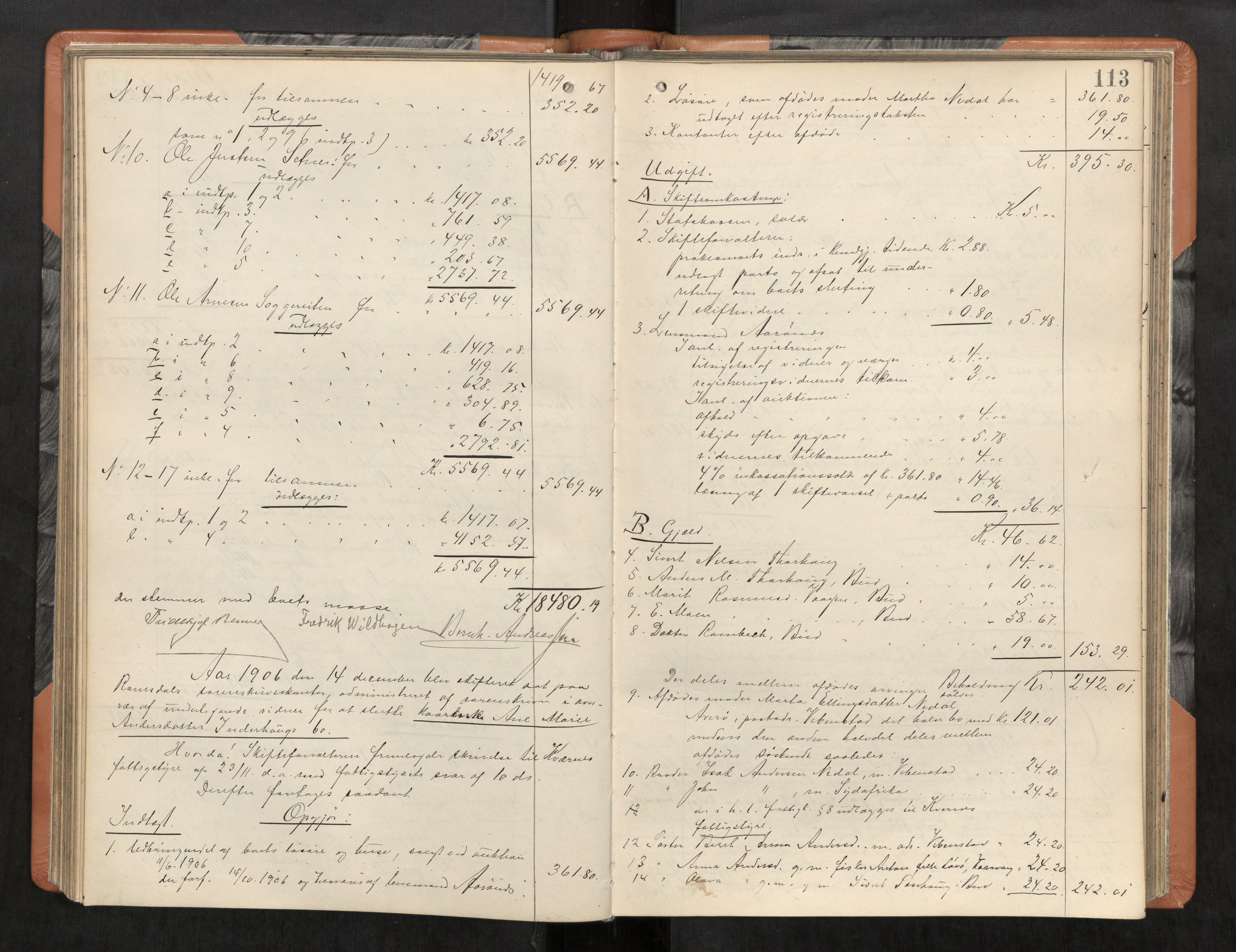 Romsdal sorenskriveri, AV/SAT-A-4149/1/3/3A/L0020: Skifteutlodnings Protokoll 6, 1905-1910, p. 113