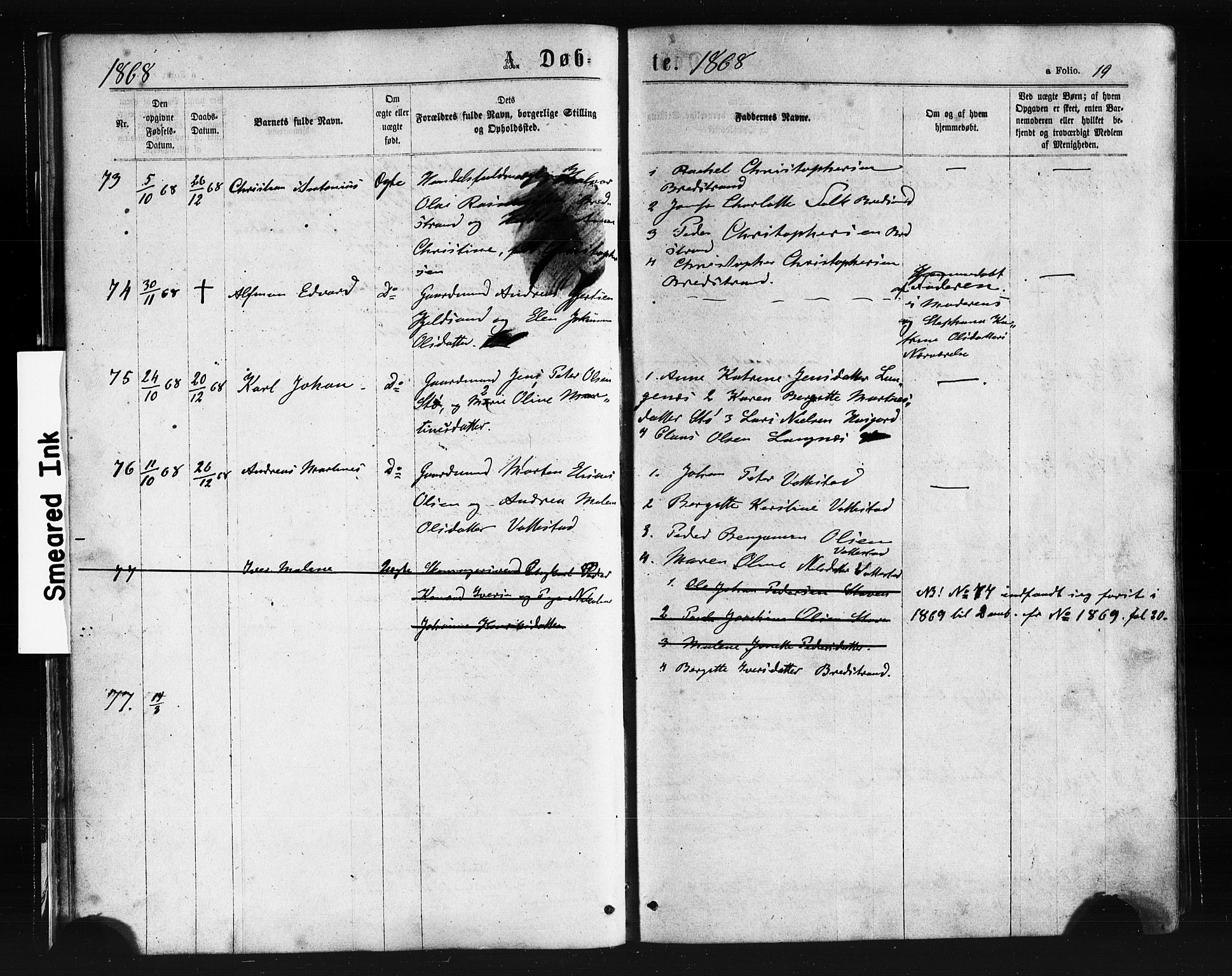 Ministerialprotokoller, klokkerbøker og fødselsregistre - Nordland, AV/SAT-A-1459/893/L1334: Parish register (official) no. 893A07, 1867-1877, p. 19