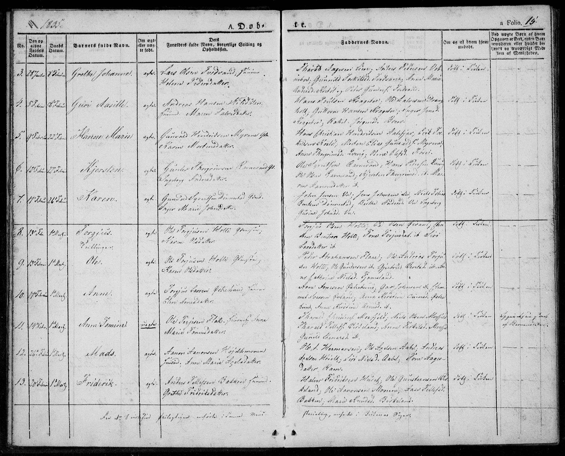 Tveit sokneprestkontor, AV/SAK-1111-0043/F/Fa/L0003: Parish register (official) no. A 3, 1829-1852, p. 15