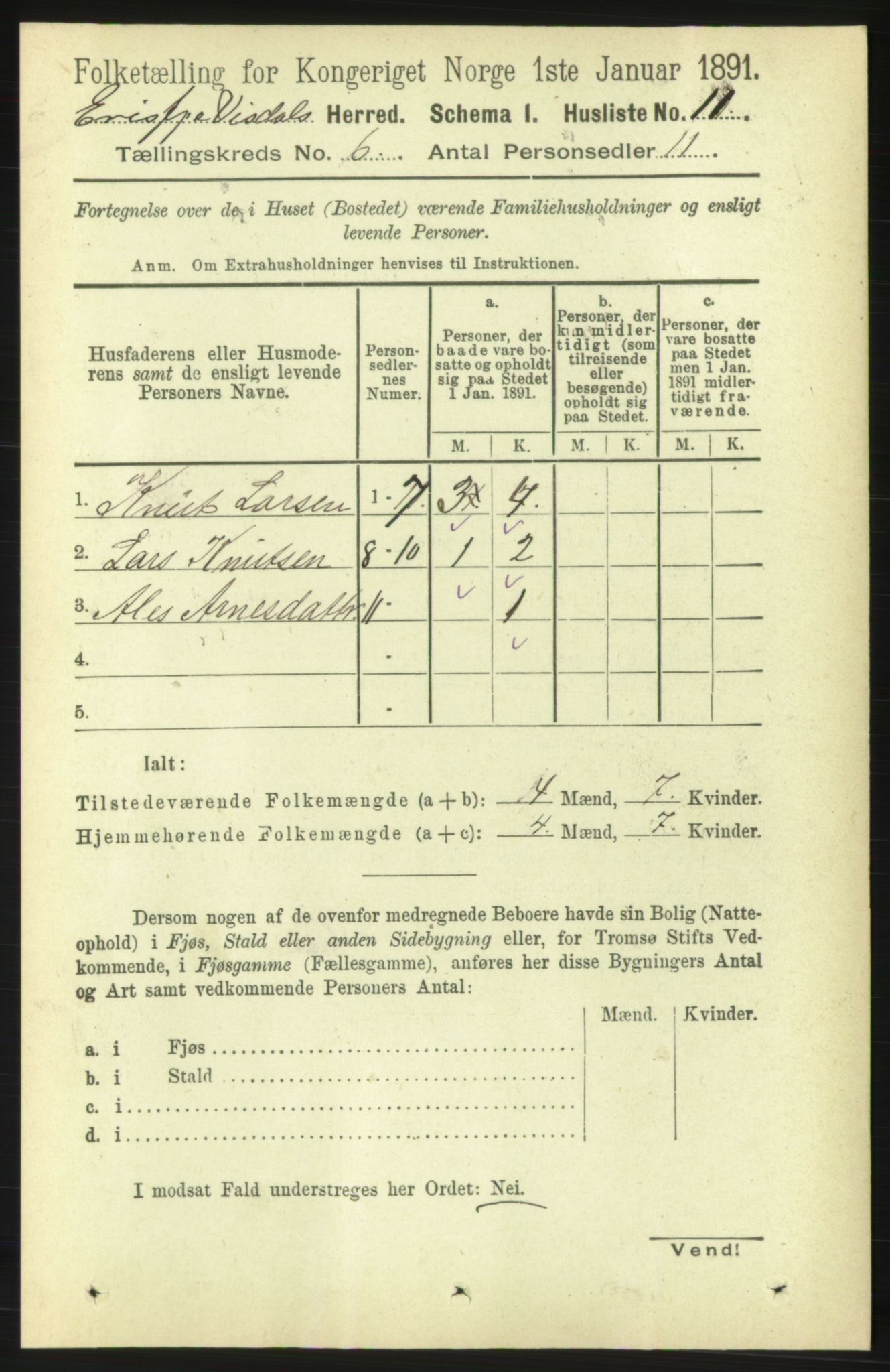 RA, 1891 census for 1542 Eresfjord og Vistdal, 1891, p. 1466