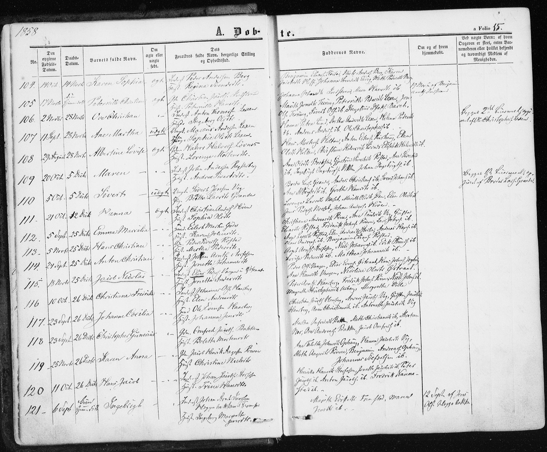 Ministerialprotokoller, klokkerbøker og fødselsregistre - Sør-Trøndelag, SAT/A-1456/659/L0737: Parish register (official) no. 659A07, 1857-1875, p. 15