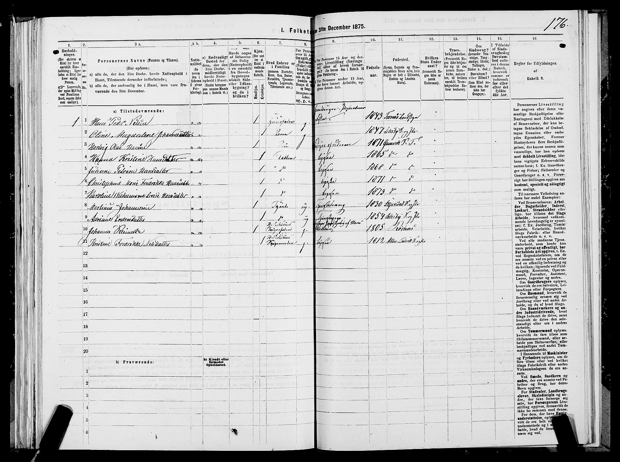 SATØ, 1875 census for 2025P Tana, 1875, p. 3176