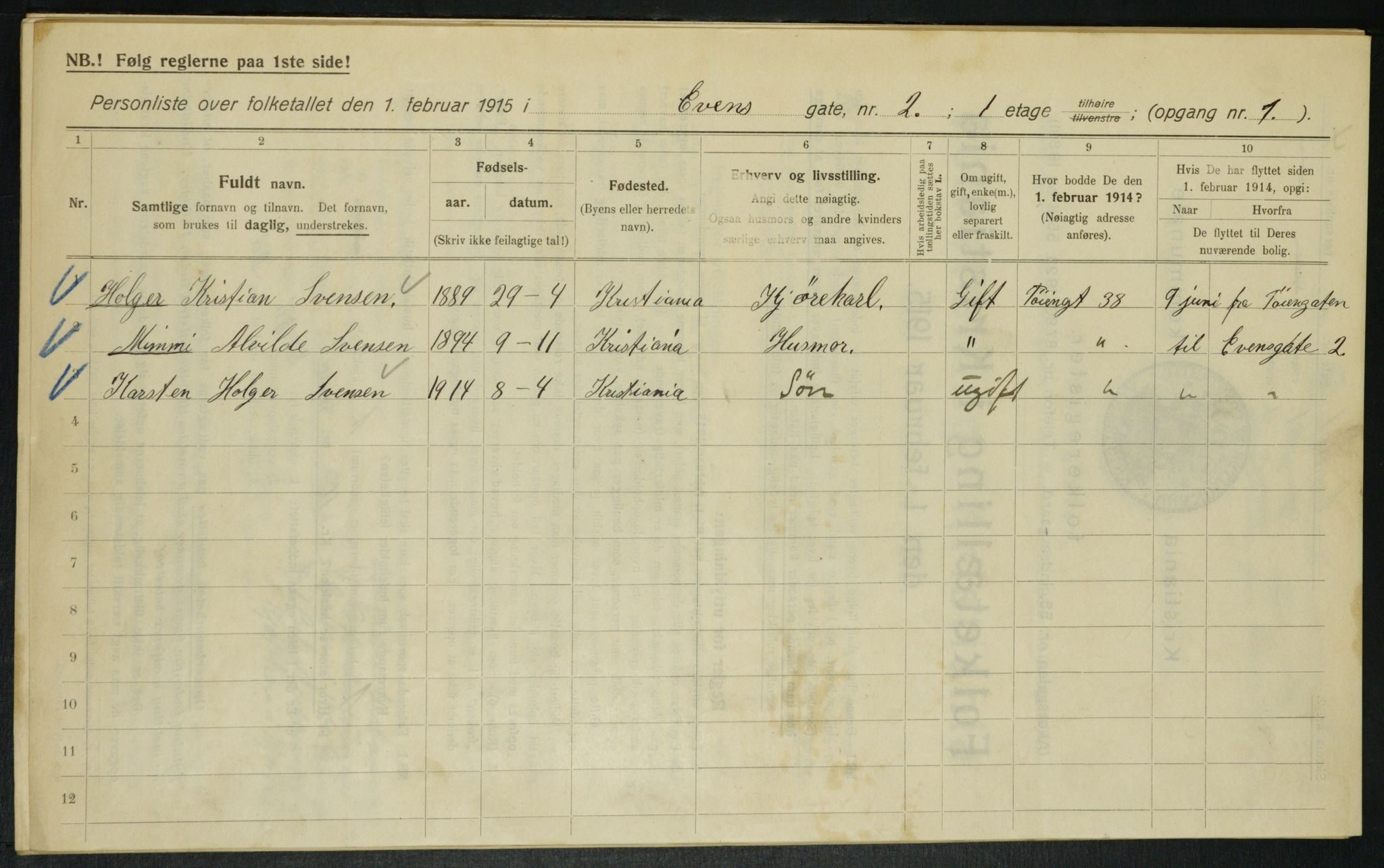 OBA, Municipal Census 1915 for Kristiania, 1915, p. 22448