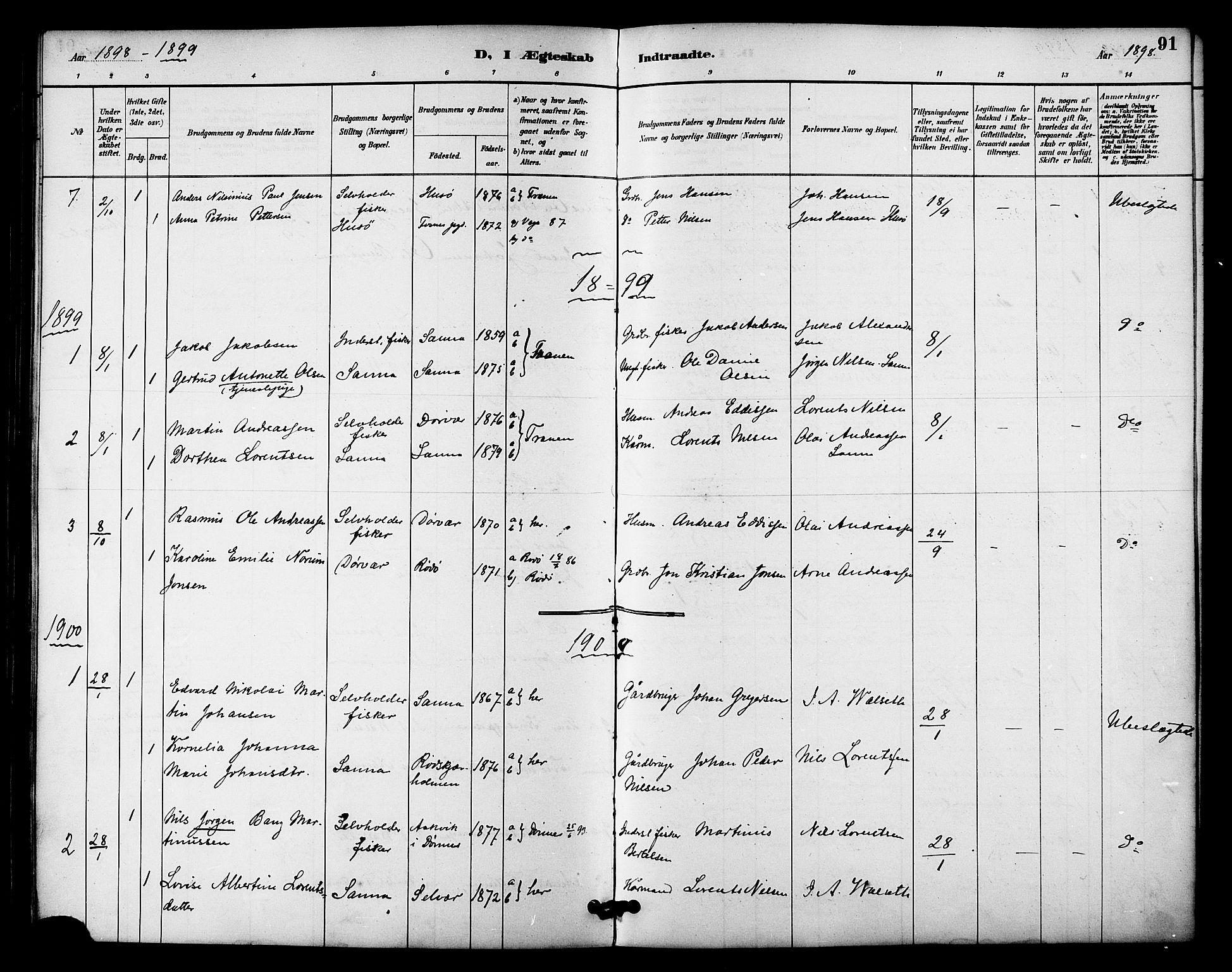 Ministerialprotokoller, klokkerbøker og fødselsregistre - Nordland, AV/SAT-A-1459/840/L0580: Parish register (official) no. 840A02, 1887-1909, p. 91