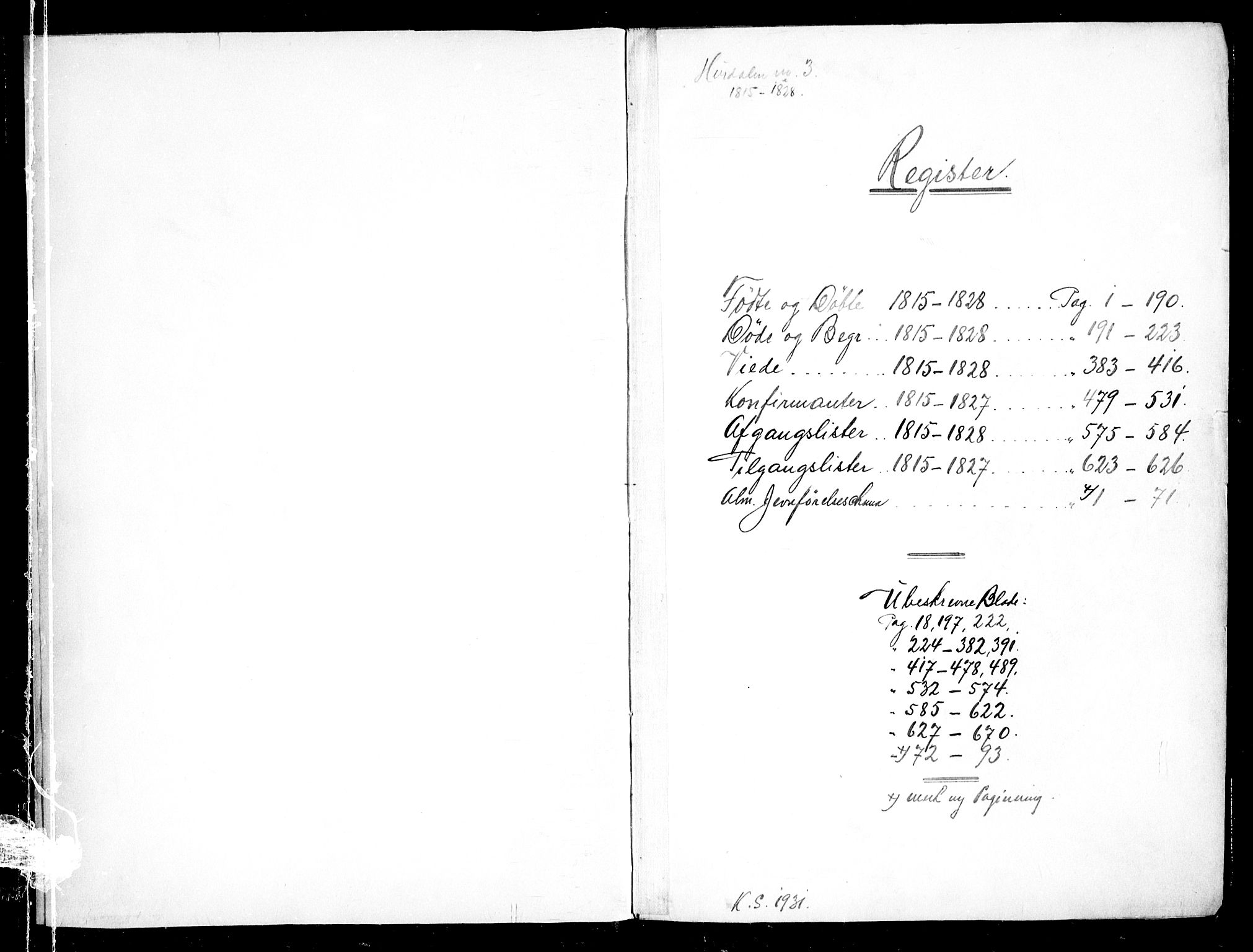 Hurdal prestekontor Kirkebøker, AV/SAO-A-10889/F/Fa/L0003: Parish register (official) no. I 3, 1815-1828