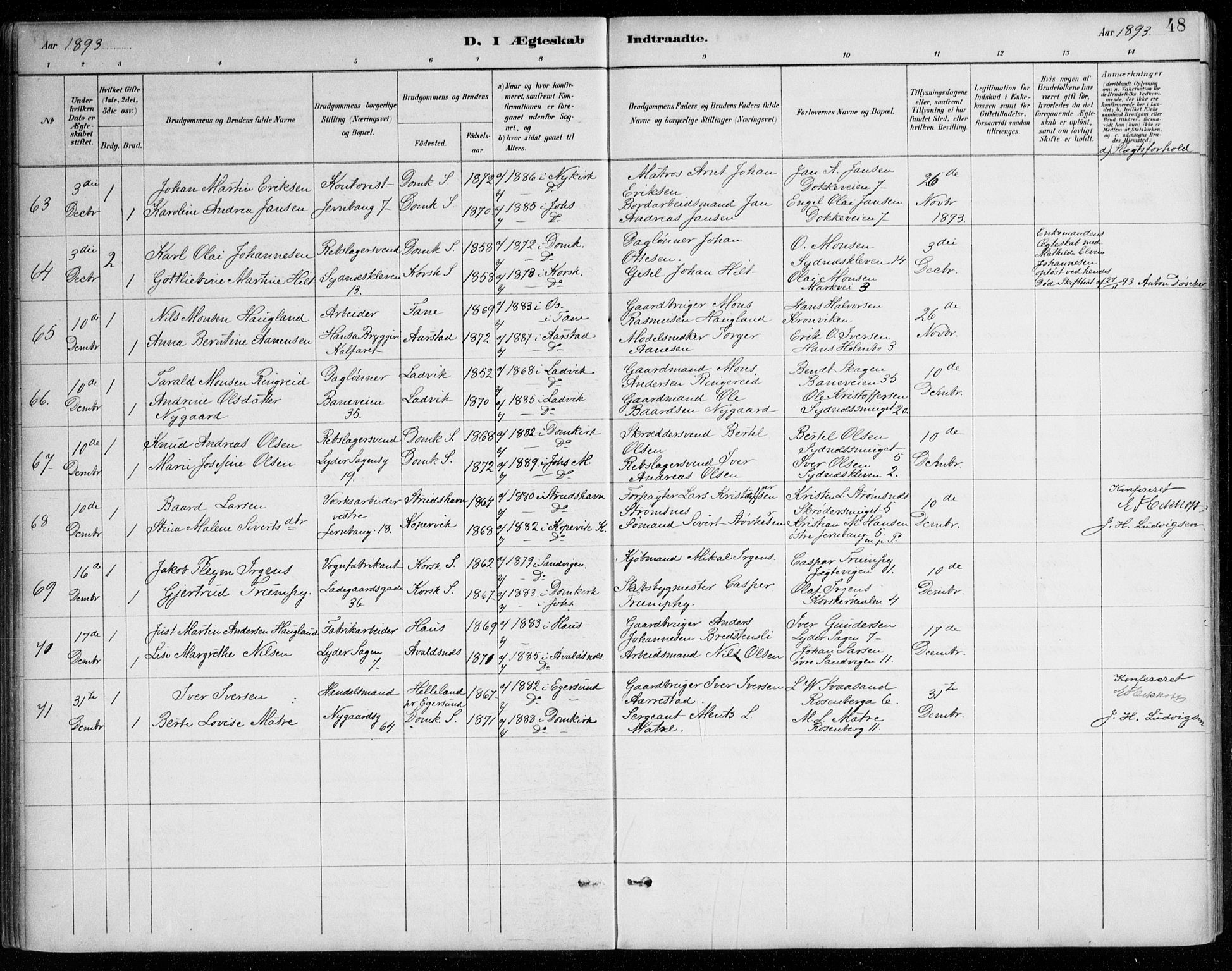 Johanneskirken sokneprestembete, AV/SAB-A-76001/H/Haa/L0012: Parish register (official) no. D 1, 1885-1912, p. 48