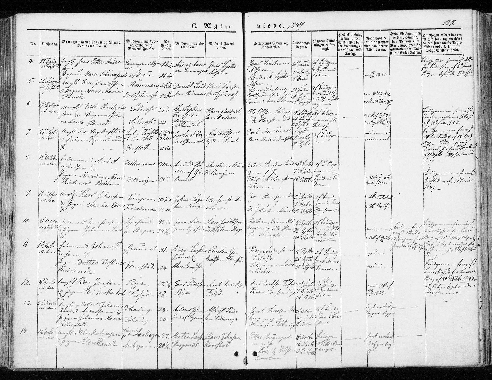 Ministerialprotokoller, klokkerbøker og fødselsregistre - Sør-Trøndelag, SAT/A-1456/655/L0677: Parish register (official) no. 655A06, 1847-1860, p. 139