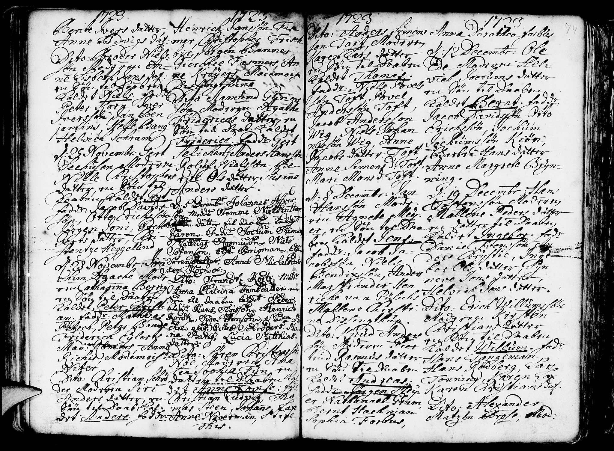 Nykirken Sokneprestembete, AV/SAB-A-77101/H/Haa/L0003: Parish register (official) no. A 3, 1717-1764, p. 74