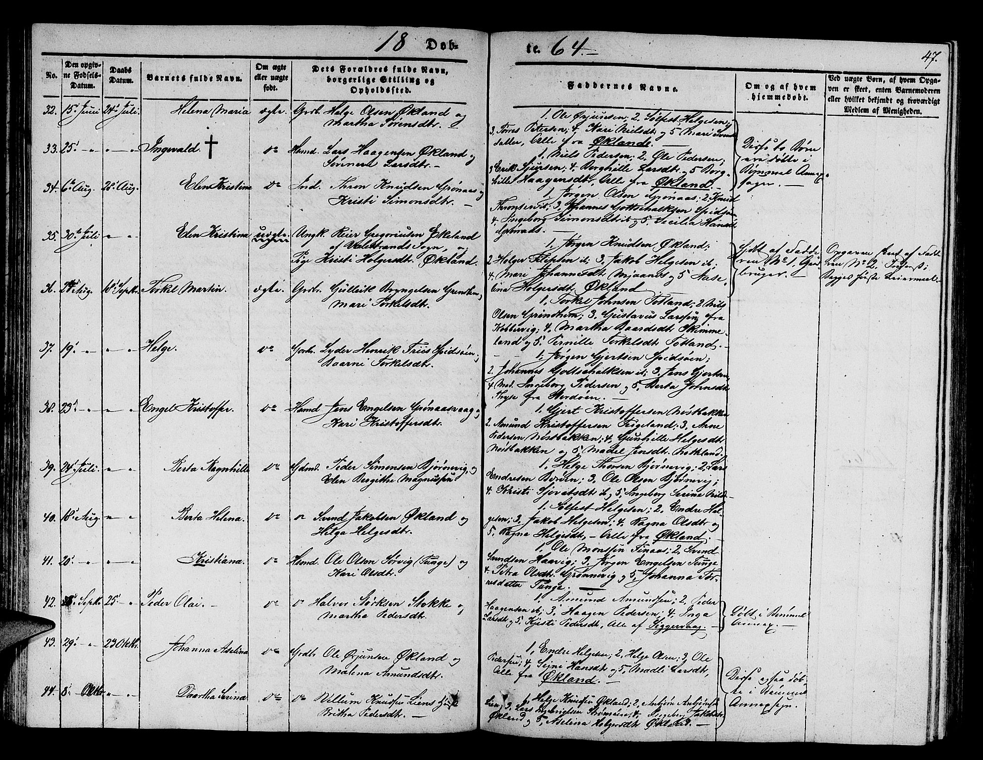 Finnås sokneprestembete, SAB/A-99925/H/Ha/Hab/Haba/L0001: Parish register (copy) no. A 1, 1851-1873, p. 47