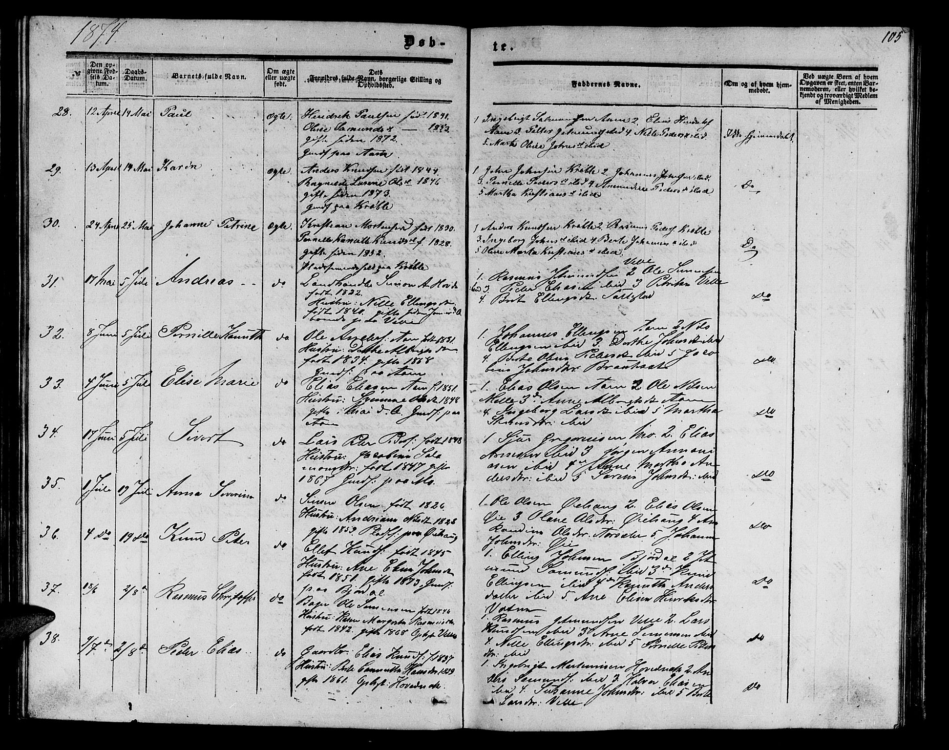 Ministerialprotokoller, klokkerbøker og fødselsregistre - Møre og Romsdal, AV/SAT-A-1454/513/L0188: Parish register (copy) no. 513C02, 1865-1882, p. 105