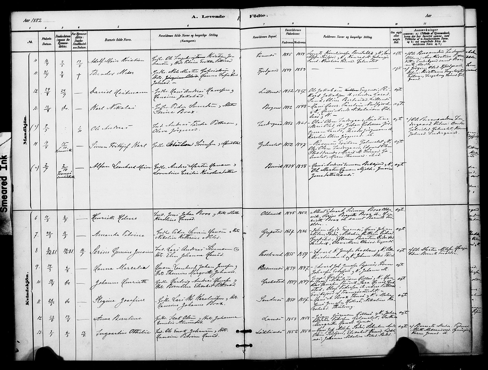 Lenvik sokneprestembete, AV/SATØ-S-1310/H/Ha/Haa/L0012kirke: Parish register (official) no. 12, 1880-1895