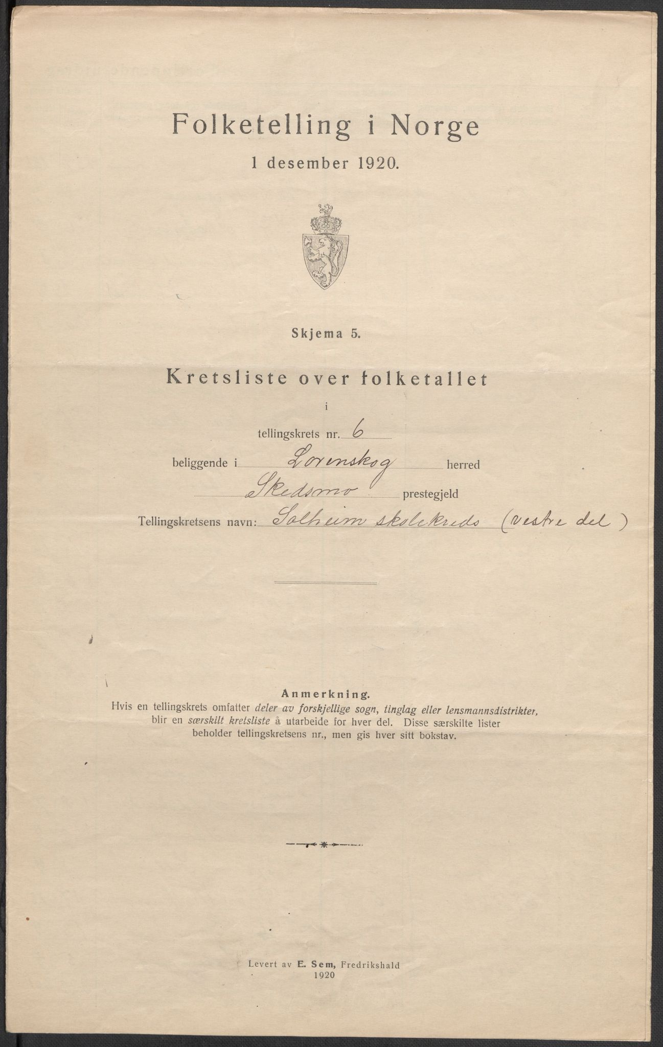 SAO, 1920 census for Lørenskog, 1920, p. 20