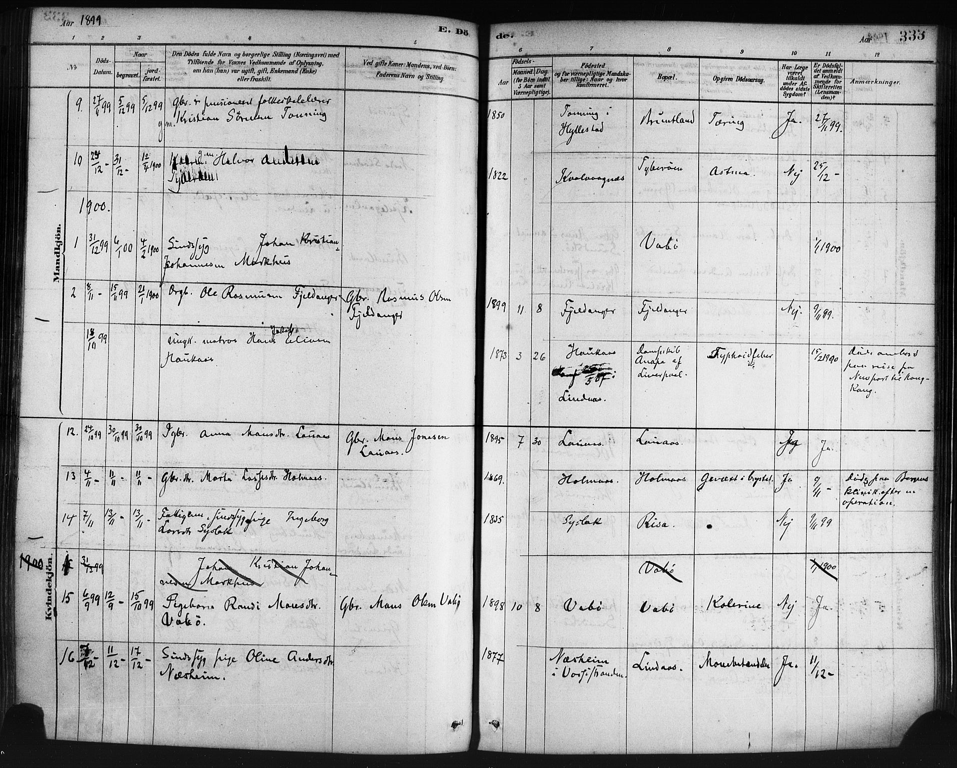 Lindås Sokneprestembete, AV/SAB-A-76701/H/Haa/Haaa/L0019: Parish register (official) no. A 19, 1878-1912, p. 333