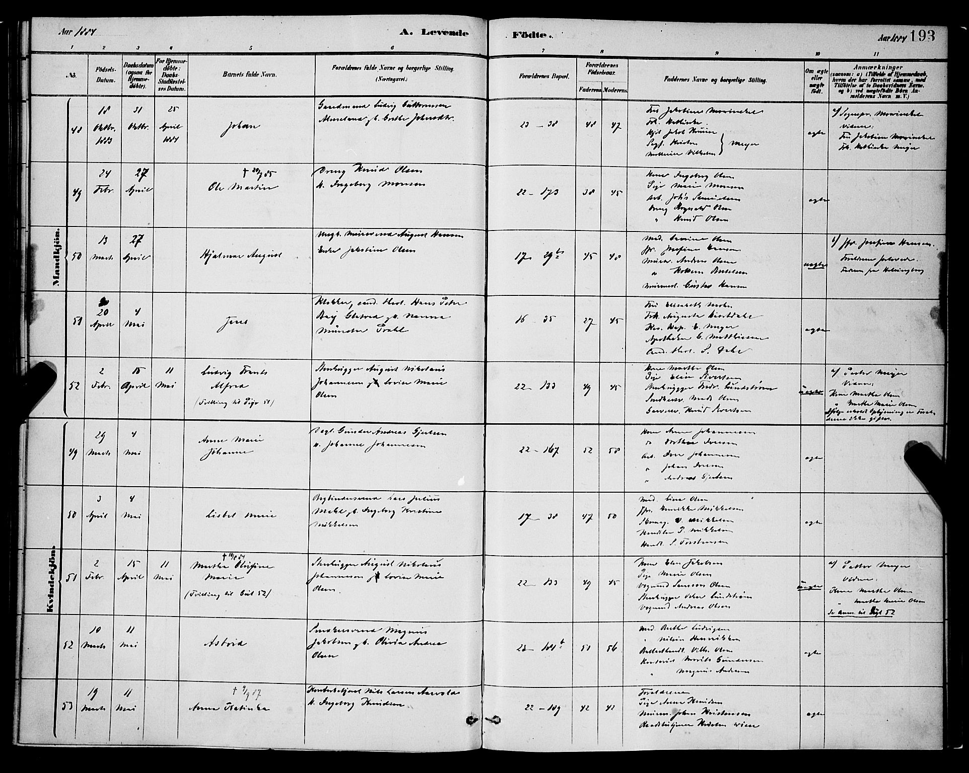 Korskirken sokneprestembete, SAB/A-76101/H/Hab: Parish register (copy) no. B 8, 1878-1887, p. 193