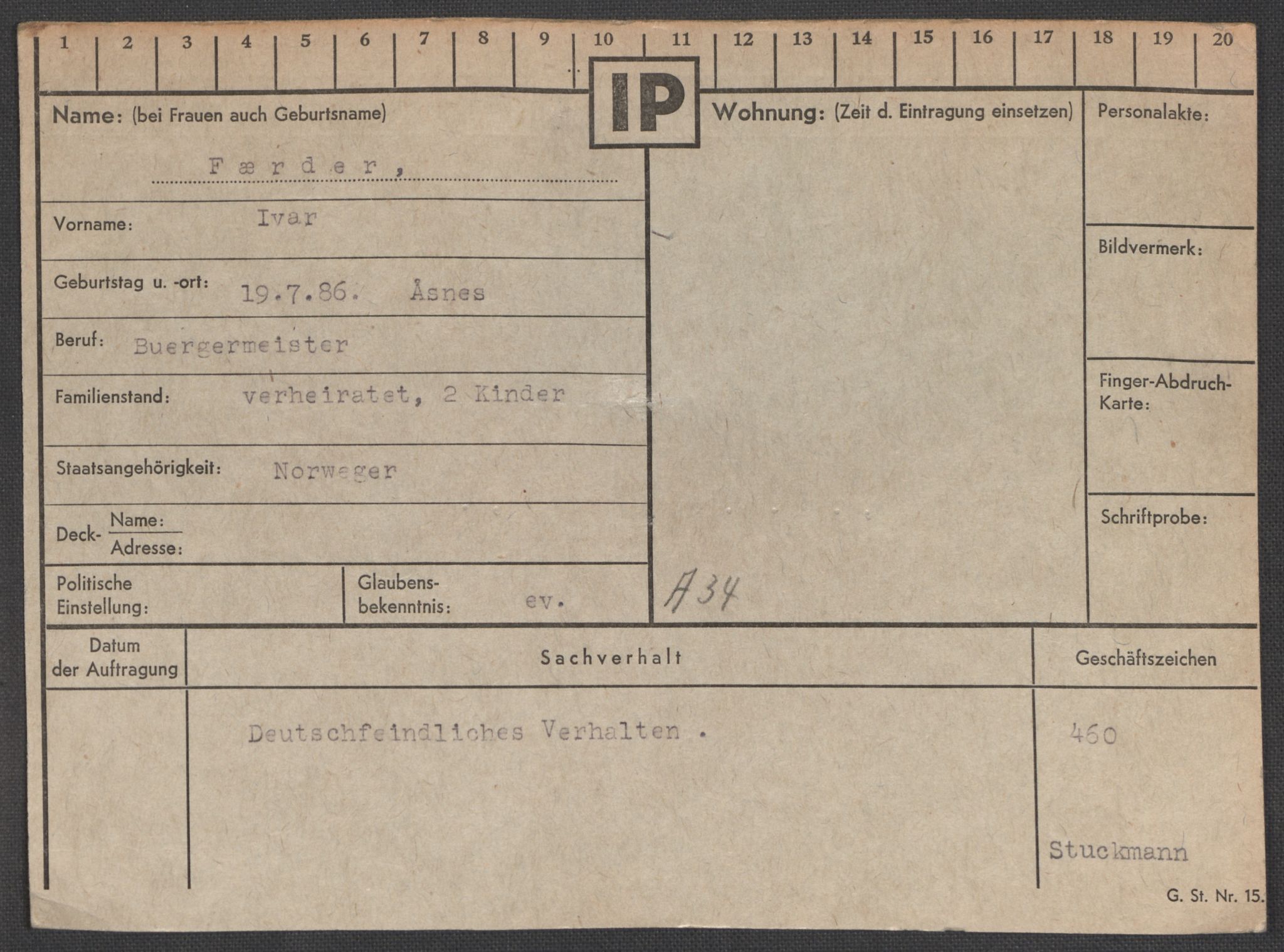 Befehlshaber der Sicherheitspolizei und des SD, RA/RAFA-5969/E/Ea/Eaa/L0003: Register over norske fanger i Møllergata 19: Eng-Hag, 1940-1945, p. 687