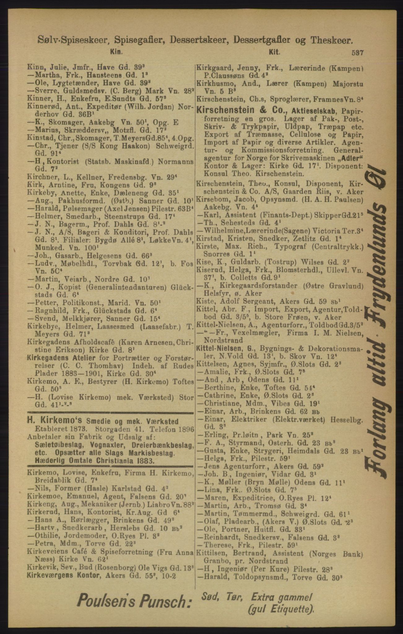 Kristiania/Oslo adressebok, PUBL/-, 1906, p. 537