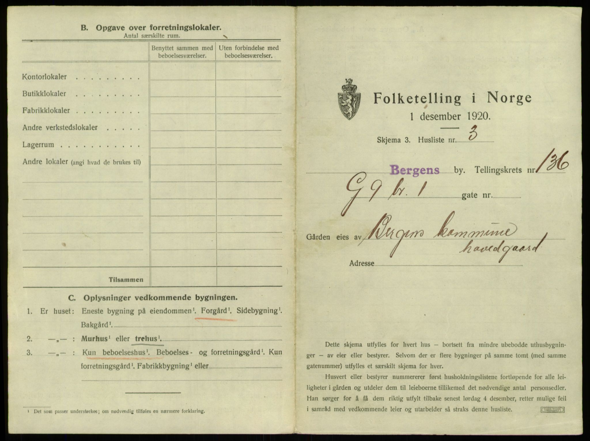 SAB, 1920 census for Bergen, 1920, p. 12665