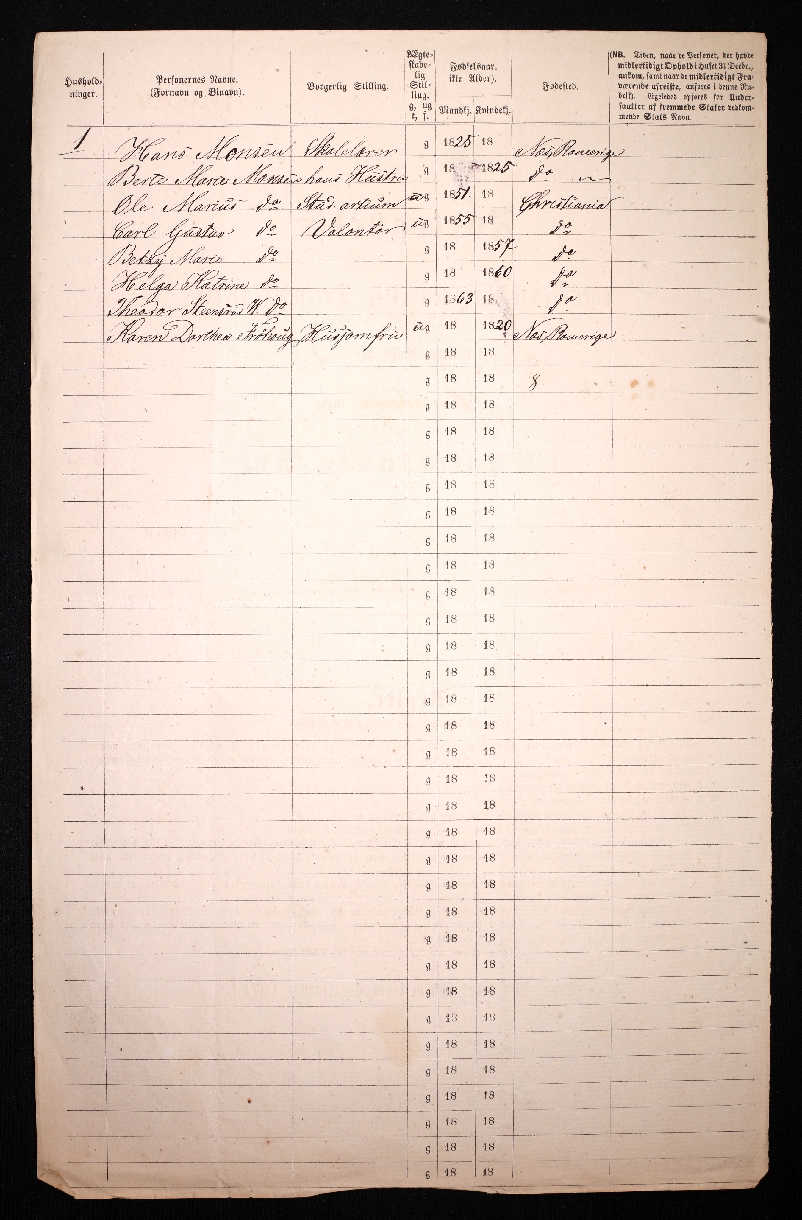 RA, 1870 census for 0301 Kristiania, 1870, p. 816