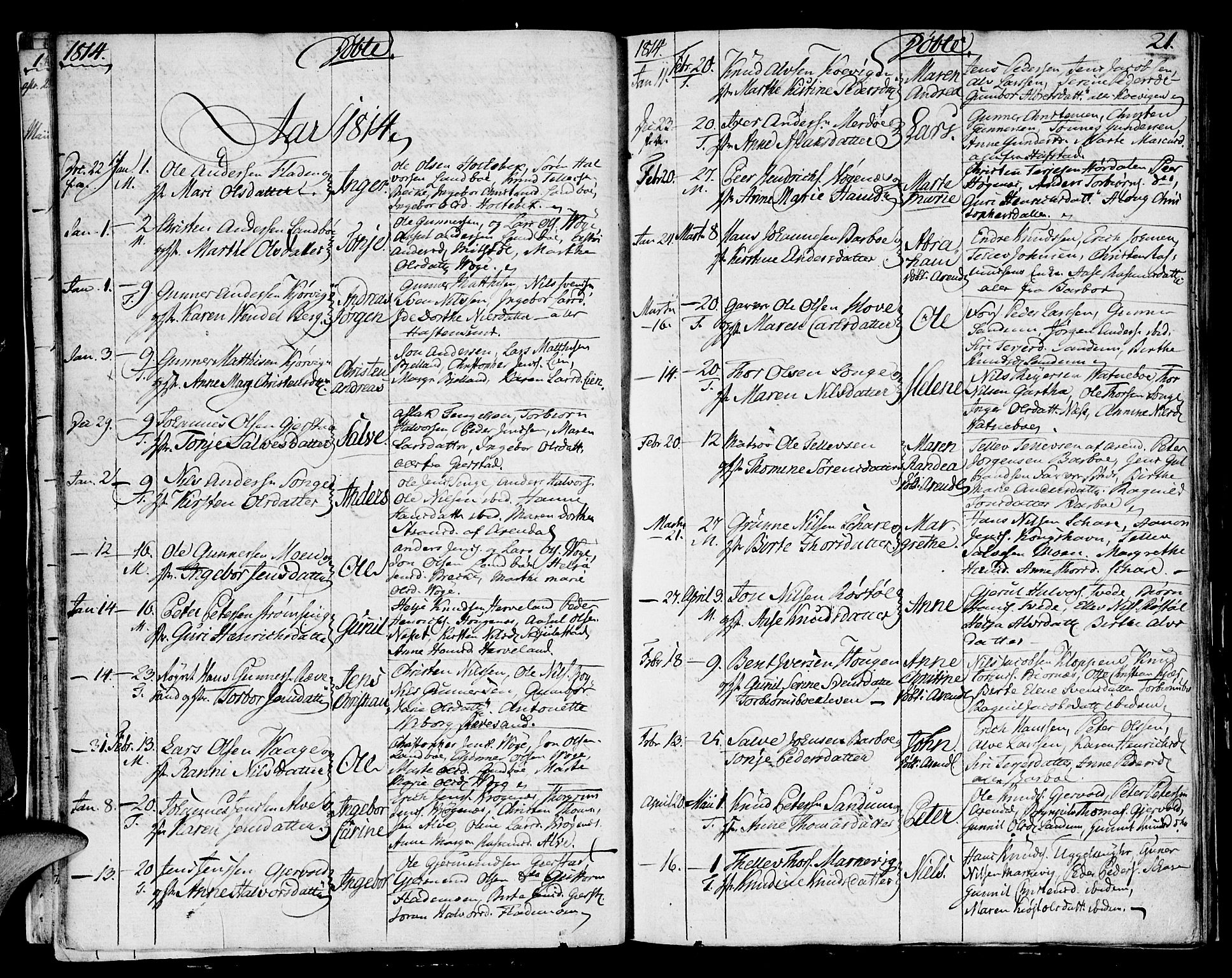Austre Moland sokneprestkontor, SAK/1111-0001/F/Fa/Faa/L0003: Parish register (official) no. A 3, 1808-1815, p. 21