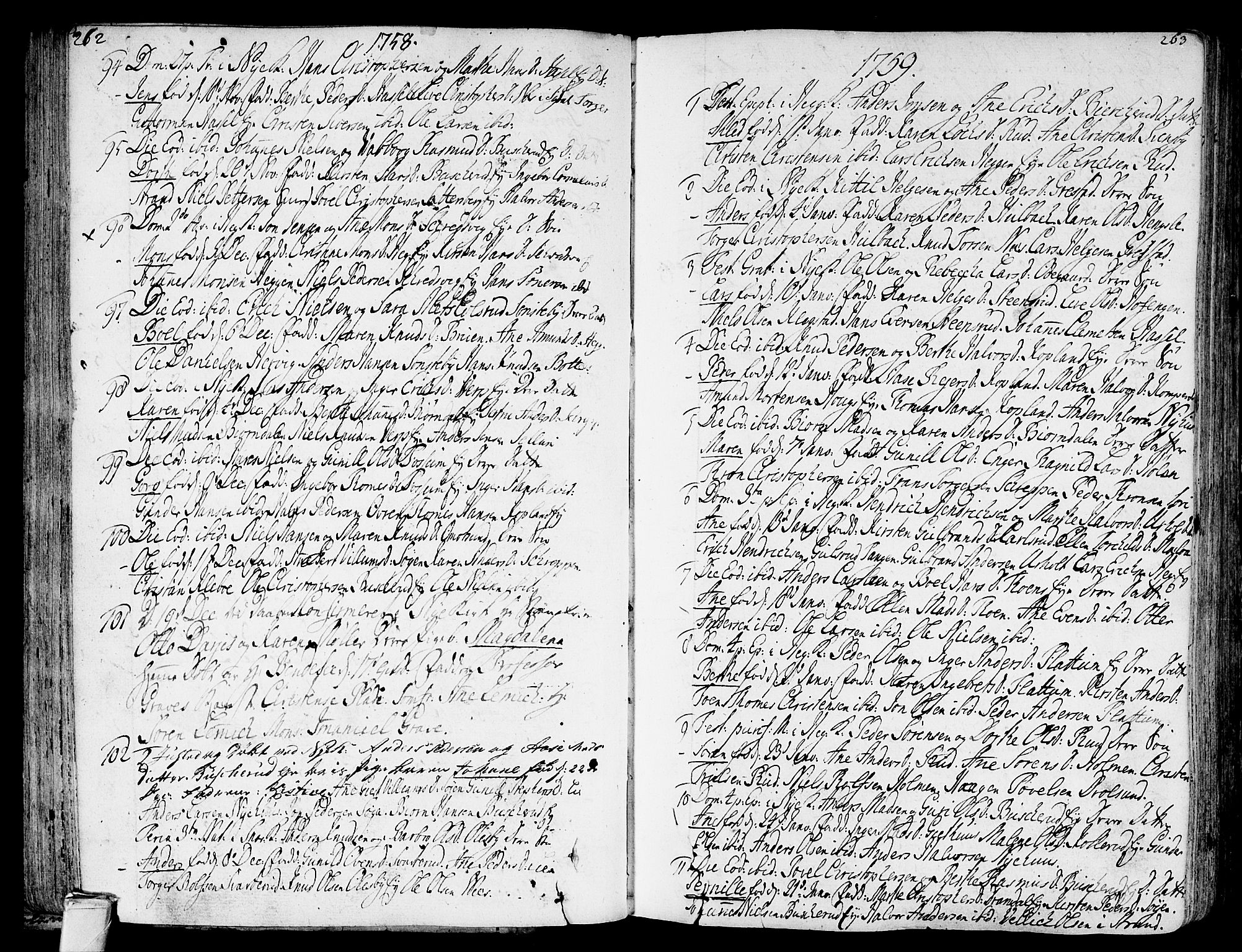 Modum kirkebøker, SAKO/A-234/F/Fa/L0002: Parish register (official) no. 2, 1741-1782, p. 262-263