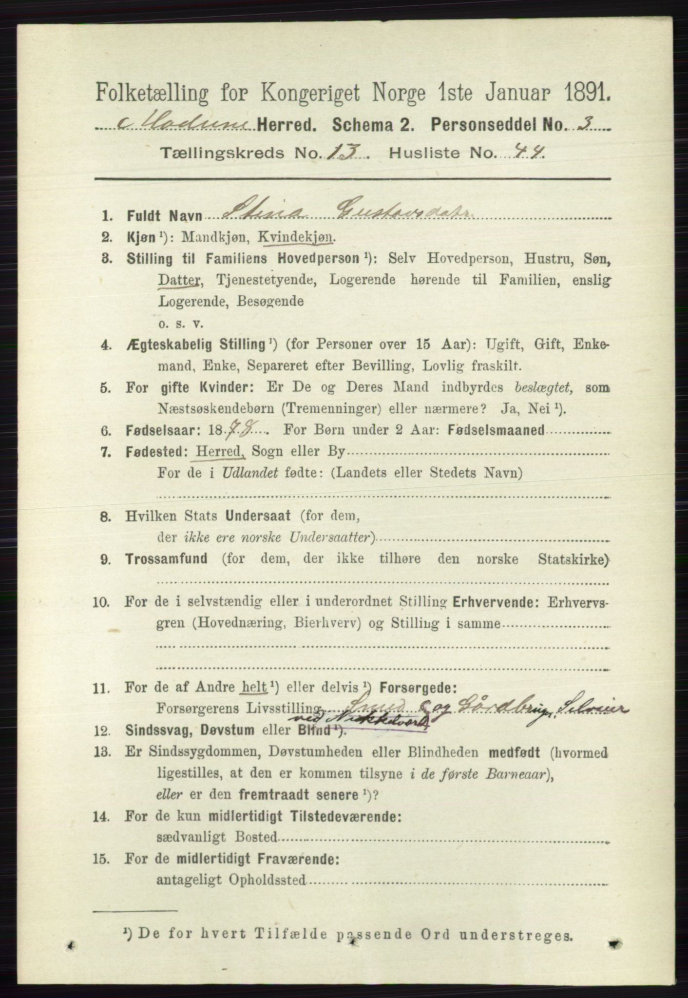 RA, 1891 census for 0623 Modum, 1891, p. 5170