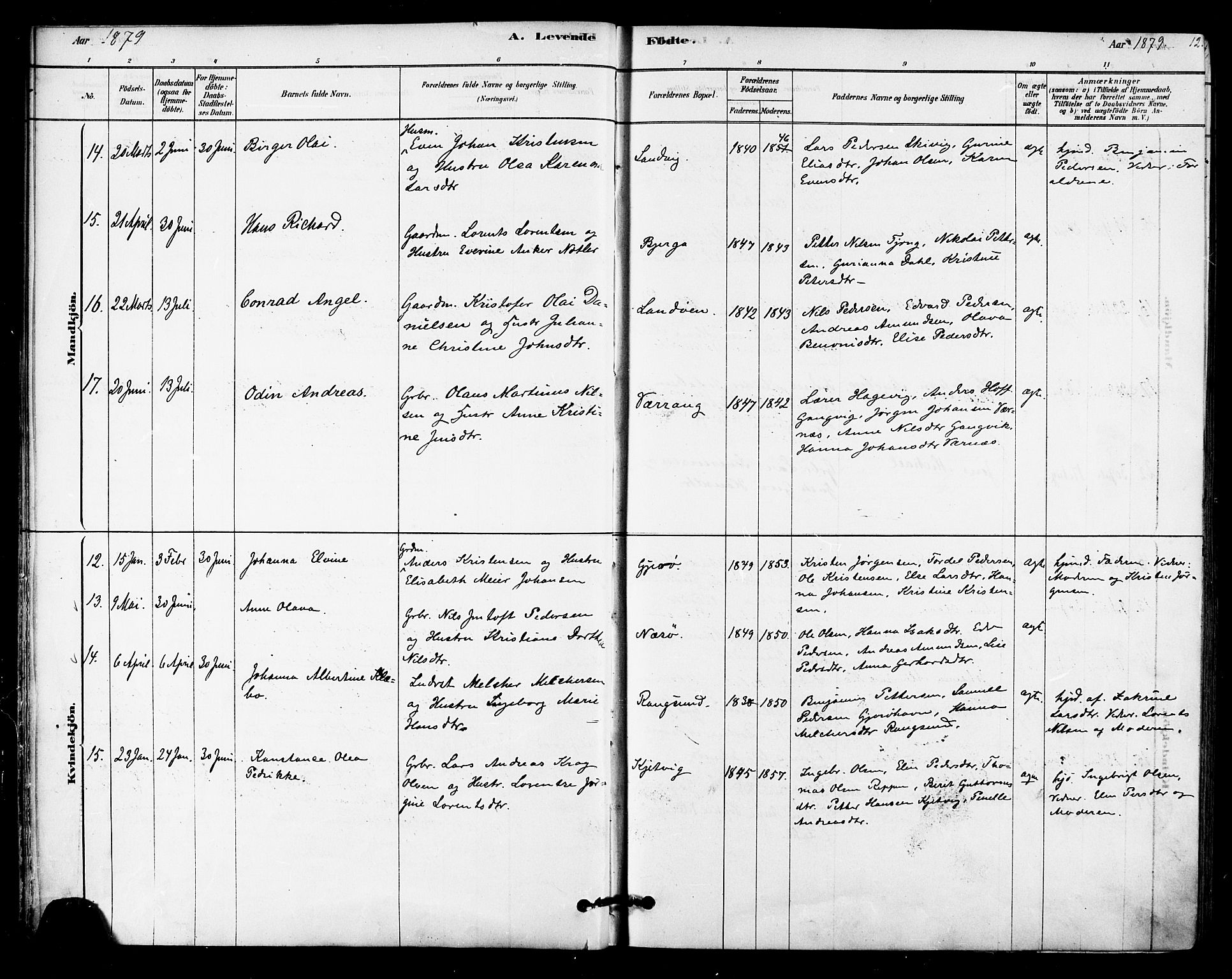 Ministerialprotokoller, klokkerbøker og fødselsregistre - Nordland, AV/SAT-A-1459/841/L0609: Parish register (official) no. 841A12, 1878-1901, p. 12